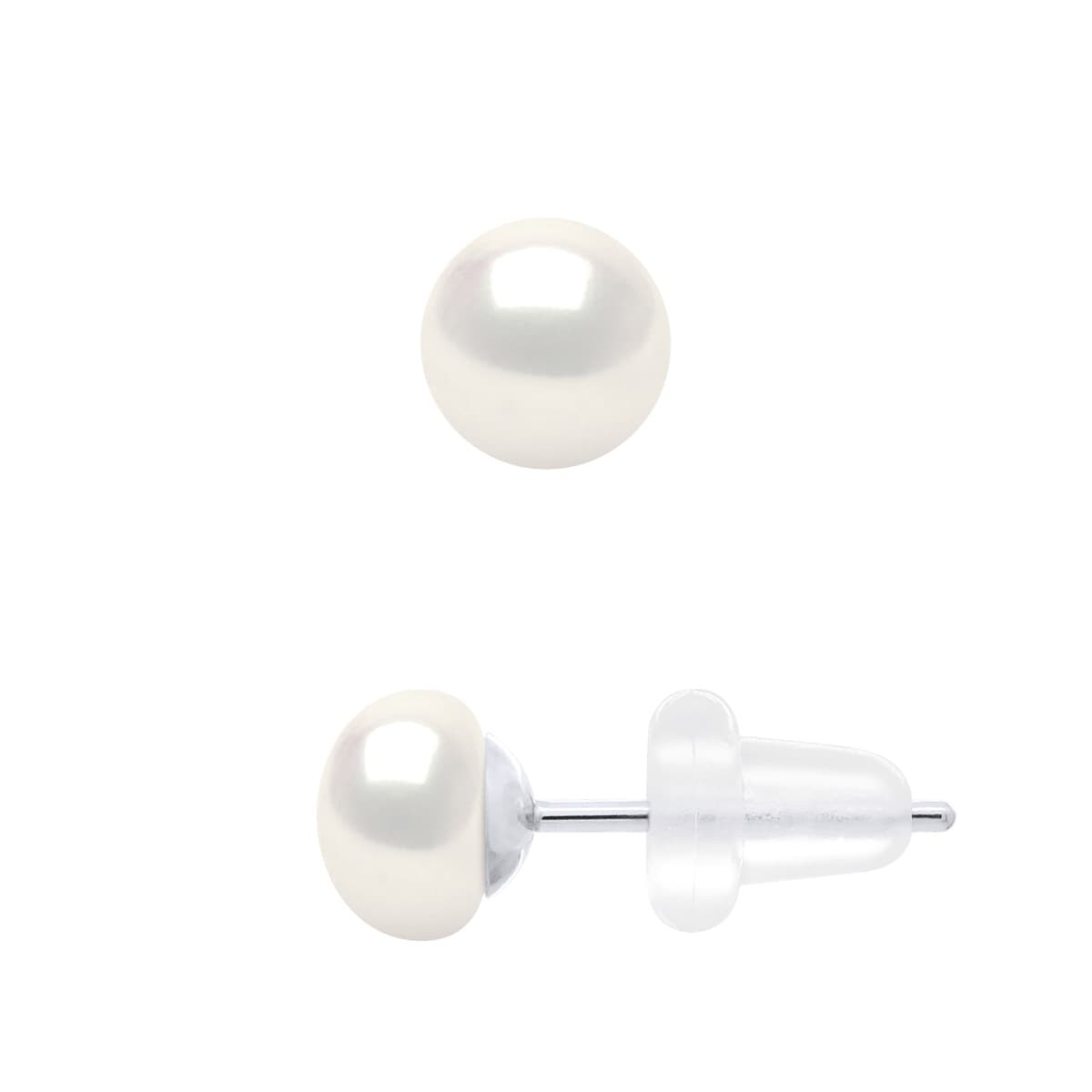Boucles d'Oreilles Véritables Perles d'Eau Douce Bouton 5-6 mm — Or 375 Millièmes 3