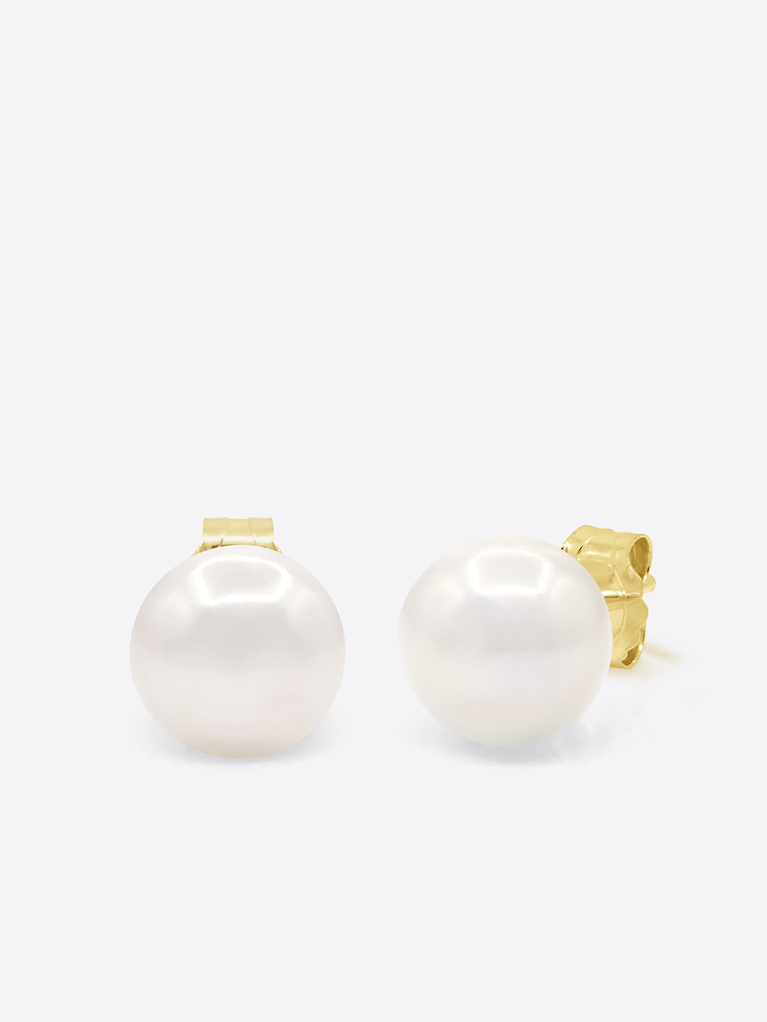 Boucles d'Oreilles Véritables Perles d'Eau Douce Bouton 7-8 mm — Or Jaune 375 Millièmes 1
