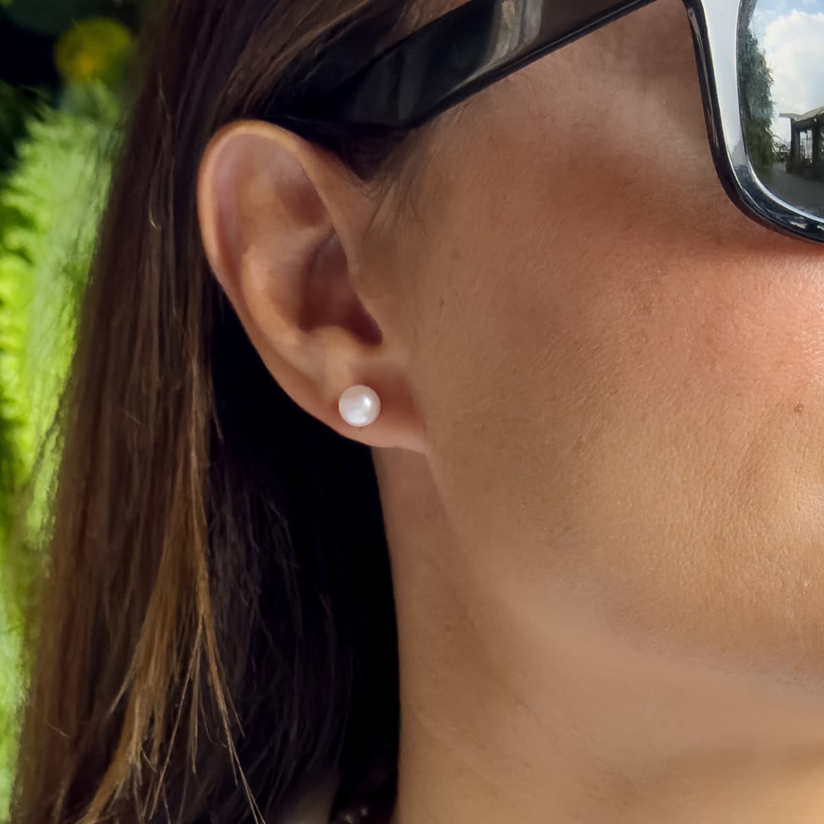 Boucles d'Oreilles Véritables Perles d'Eau Douce Bouton 7-8 mm — Or Jaune 375 Millièmes 4