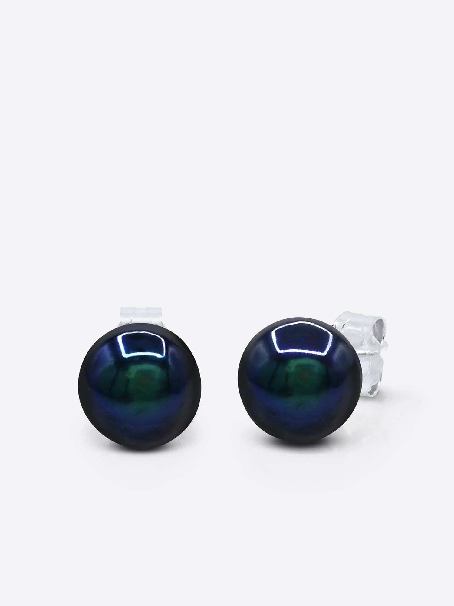 Boucles d'Oreilles Véritables Perles d'Eau Douce Bouton 7-8 mm — Or Blanc 375 Millièmes 1