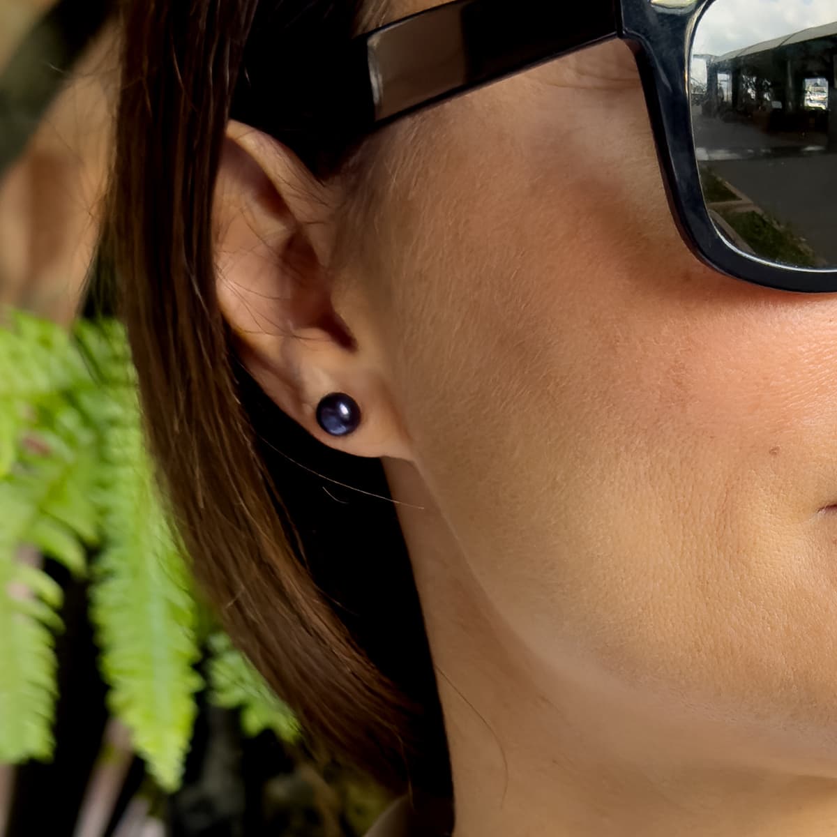 Boucles d'Oreilles Véritables Perles d'Eau Douce Bouton 7-8 mm — Or Blanc 375 Millièmes 4