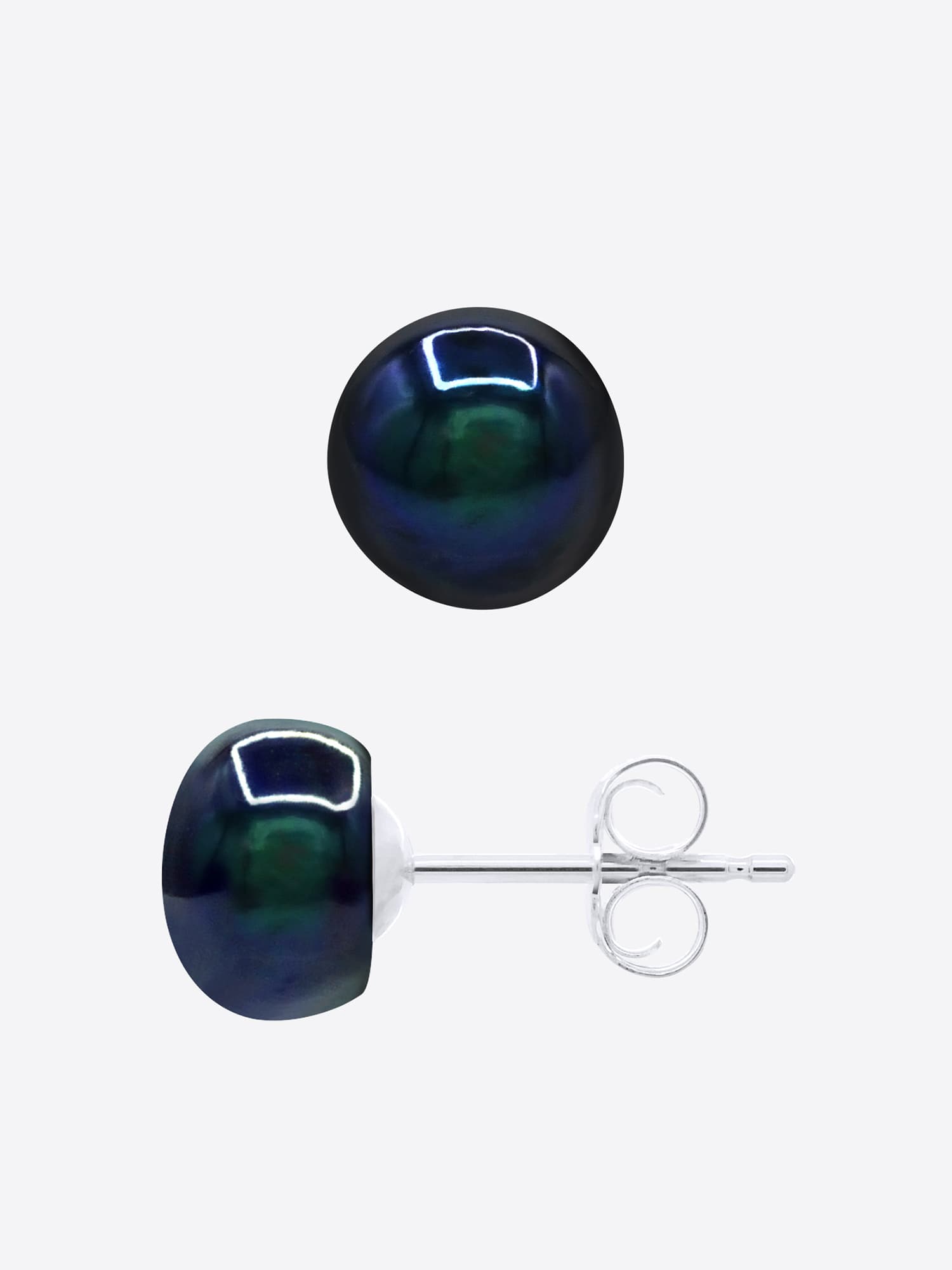 Boucles d'Oreilles Véritables Perles d'Eau Douce Bouton 7-8 mm — Or Blanc 375 Millièmes 5