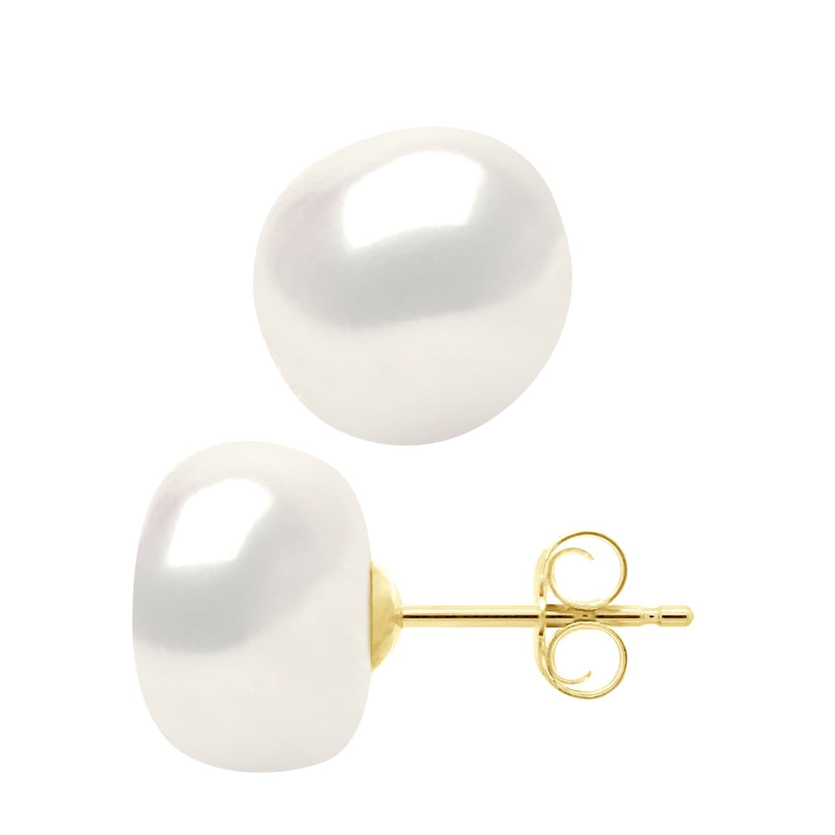 Boucles d'Oreilles Véritables Perles d'Eau Douce Baroques 10-11 mm — Or Jaune 375 Millièmes 3