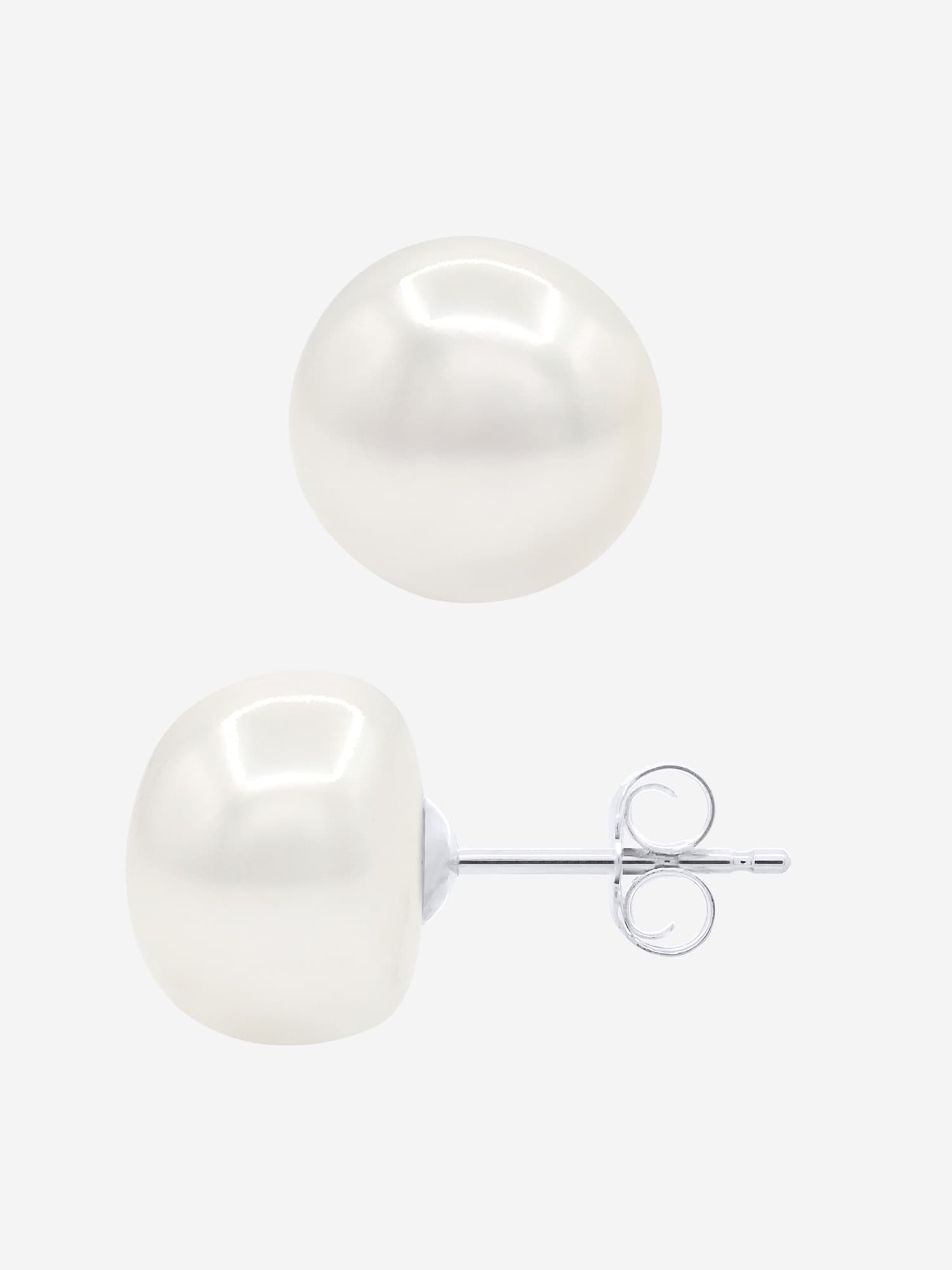 Boucles d'Oreilles Véritables Perles d'Eau Douce Baroques 10-11 mm — Or Blanc 375 Millièmes 5