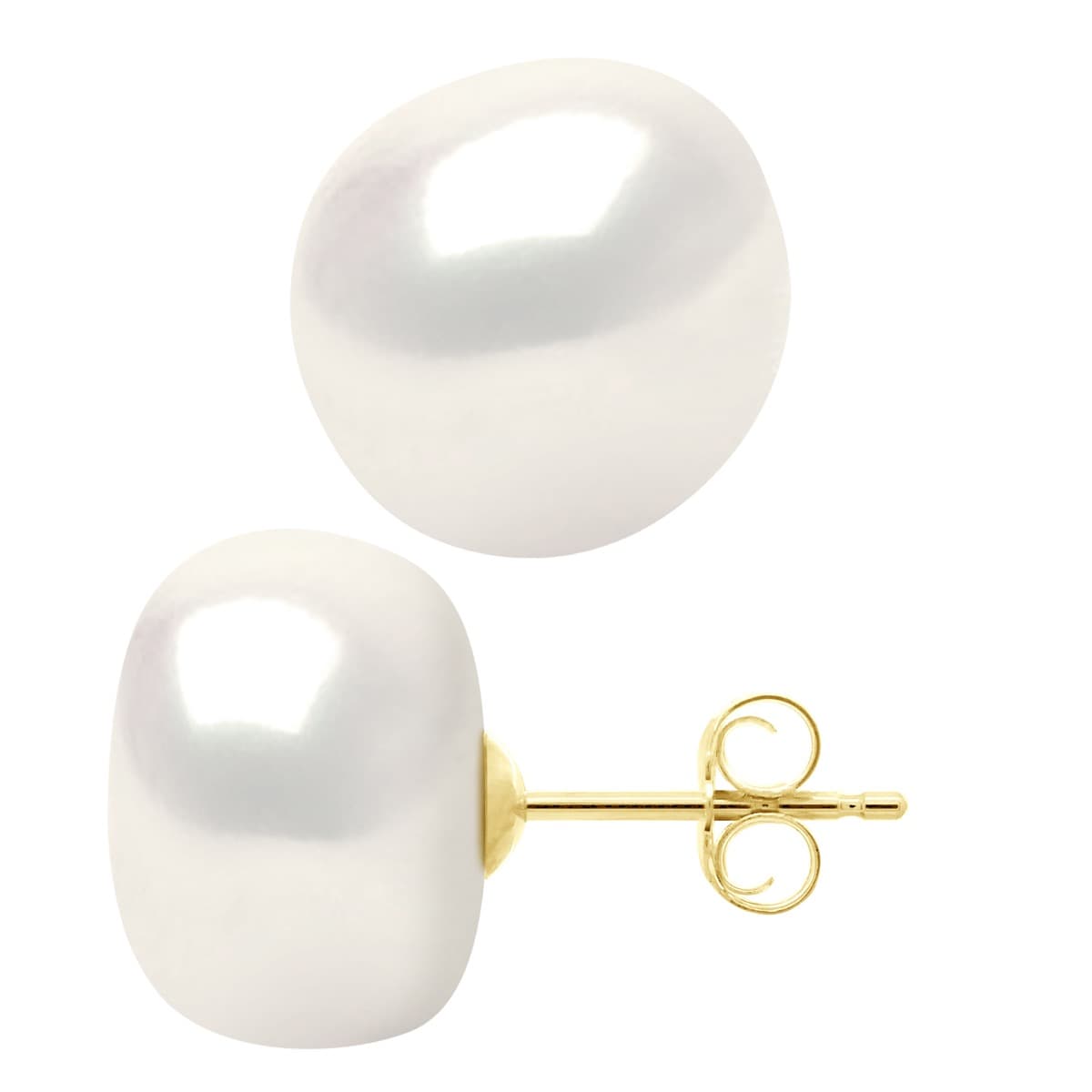 Boucles d'Oreilles Véritables Perles d'Eau Douce Baroques 12-13 mm — Or Jaune 375 Millièmes 3