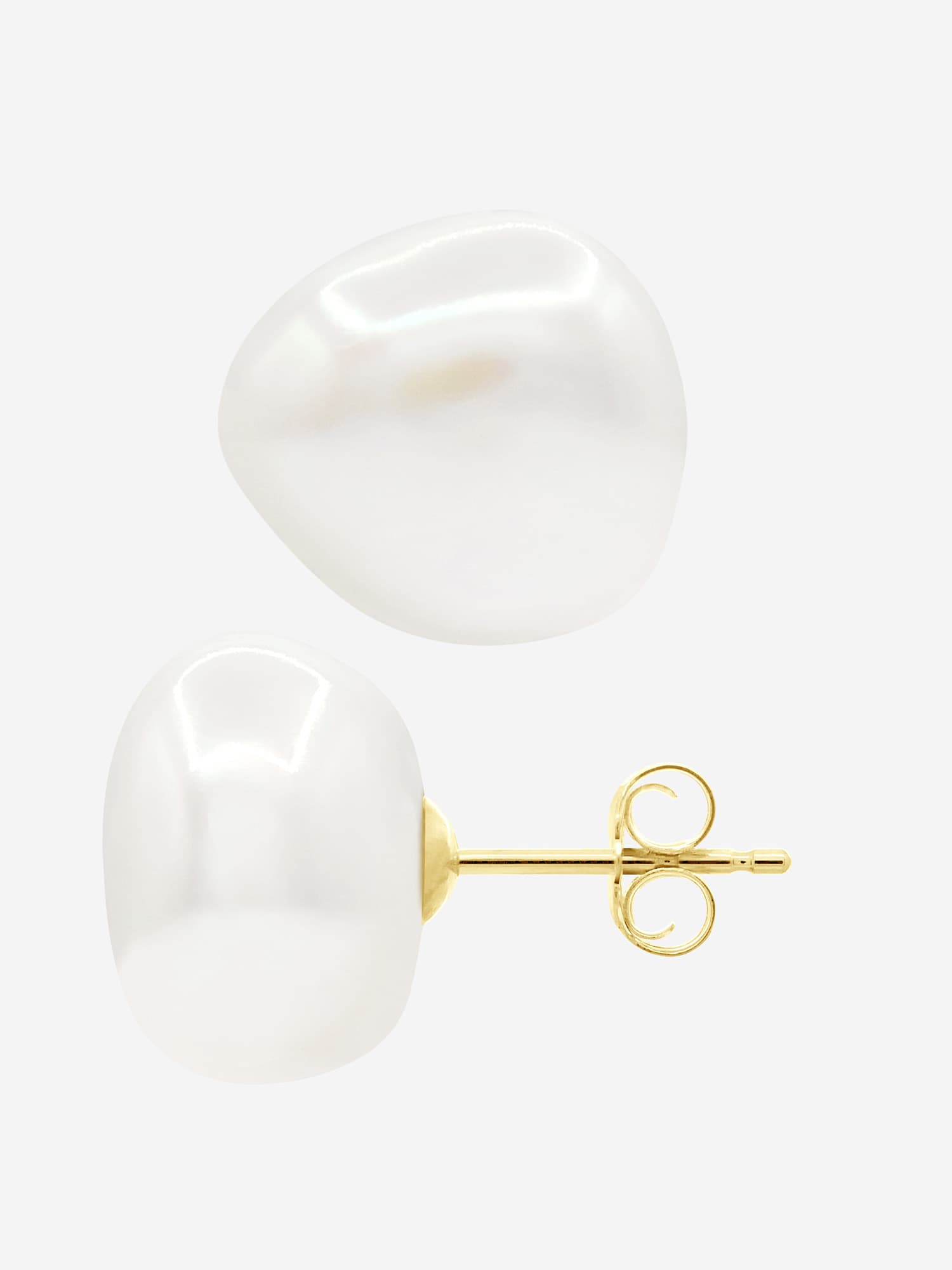 Boucles d'Oreilles Véritables Perles d'Eau Douce Baroques 12-13 mm — Or Jaune 375 Millièmes 5