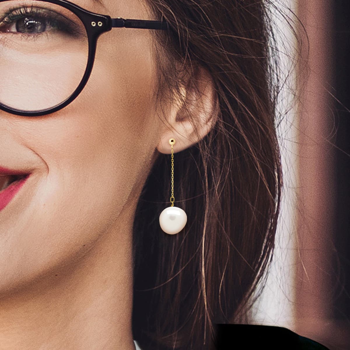 Boucles d'Oreilles Véritables Perles d'Eau Douce Baroques 11-12 mm — Or Jaune 375 Millièmes 4