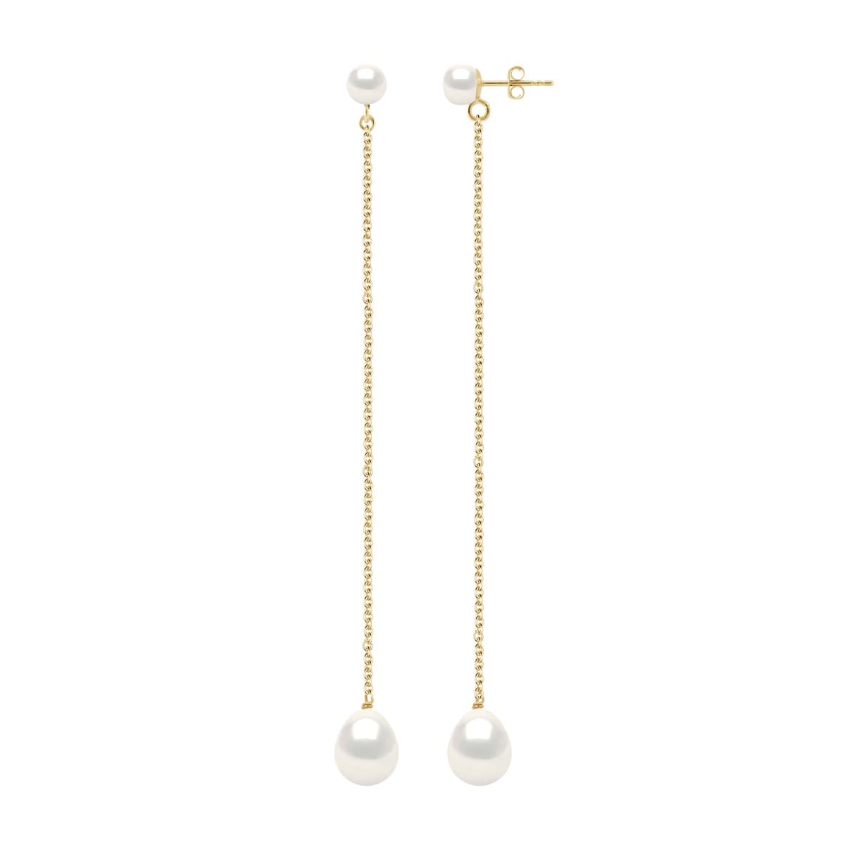 Boucles d'Oreilles Véritables Perles d'Eau Douce Poires 5-6 mm — Or Jaune 375 Millièmes 1