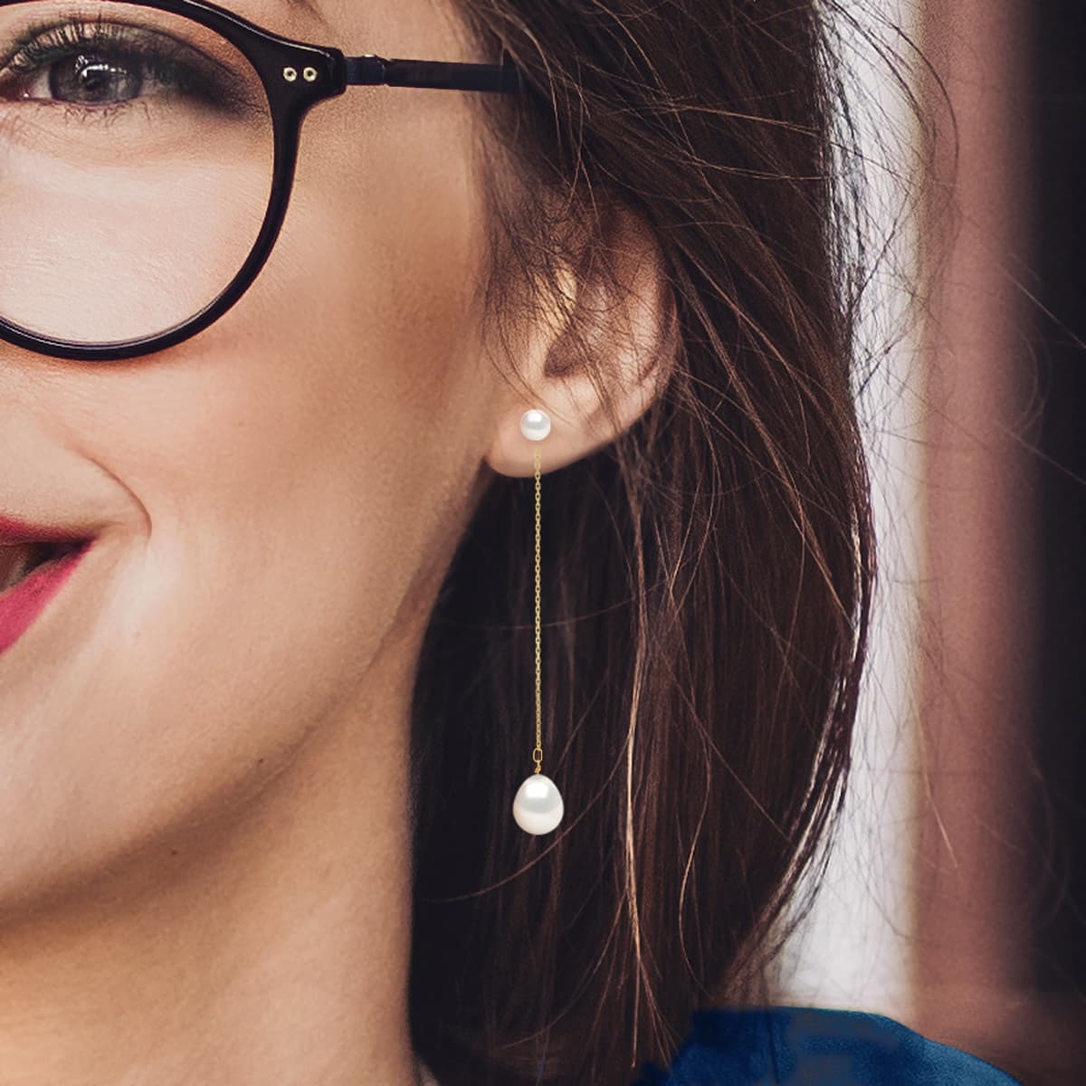 Boucles d'Oreilles Véritables Perles d'Eau Douce Poires 5-6 mm — Or Jaune 375 Millièmes 4
