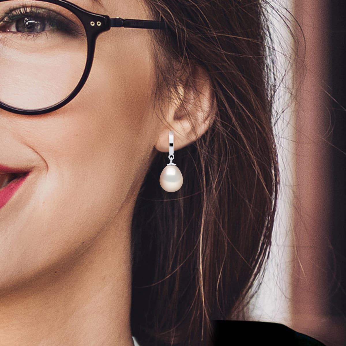 Boucles d'Oreilles Véritables Perles d'Eau Douce Poires 10-11 mm — Or Blanc 375 Millièmes 5