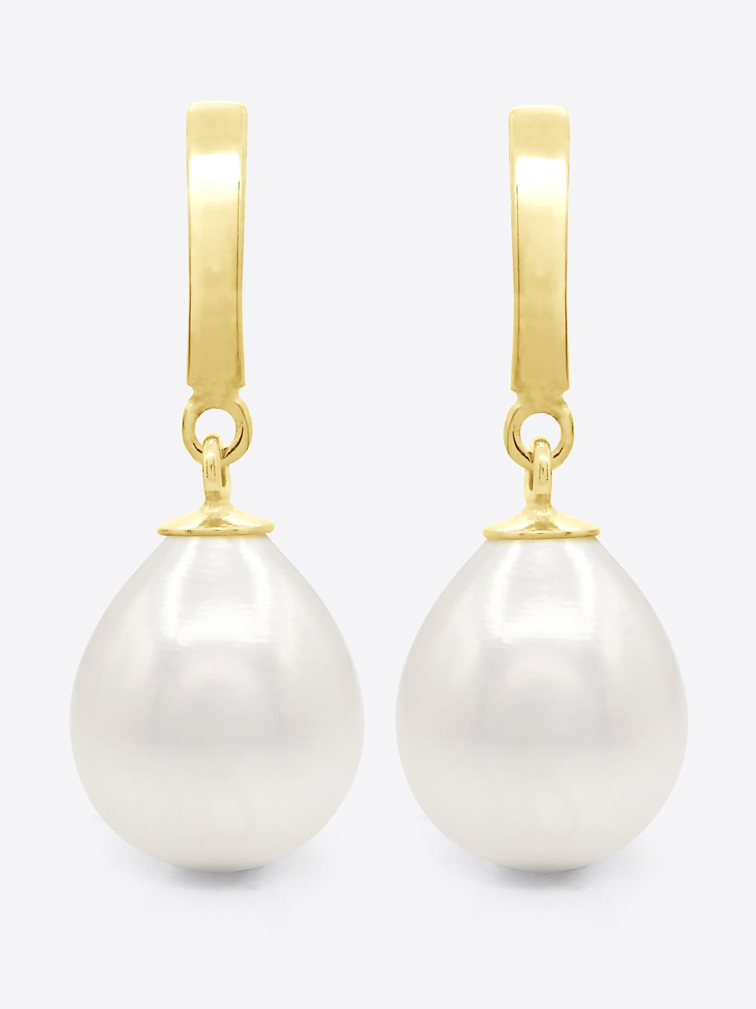 Boucles d'Oreilles Véritables Perles d'Eau Douce Poires 10-11 mm — Or Jaune 375 Millièmes 1