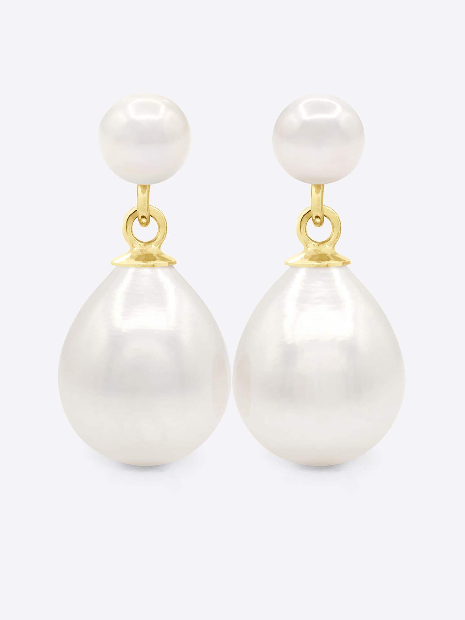 Boucles d'Oreilles Véritables Perles d'Eau Douce Poires 5-6 mm — Or Jaune 375 Millièmes 1