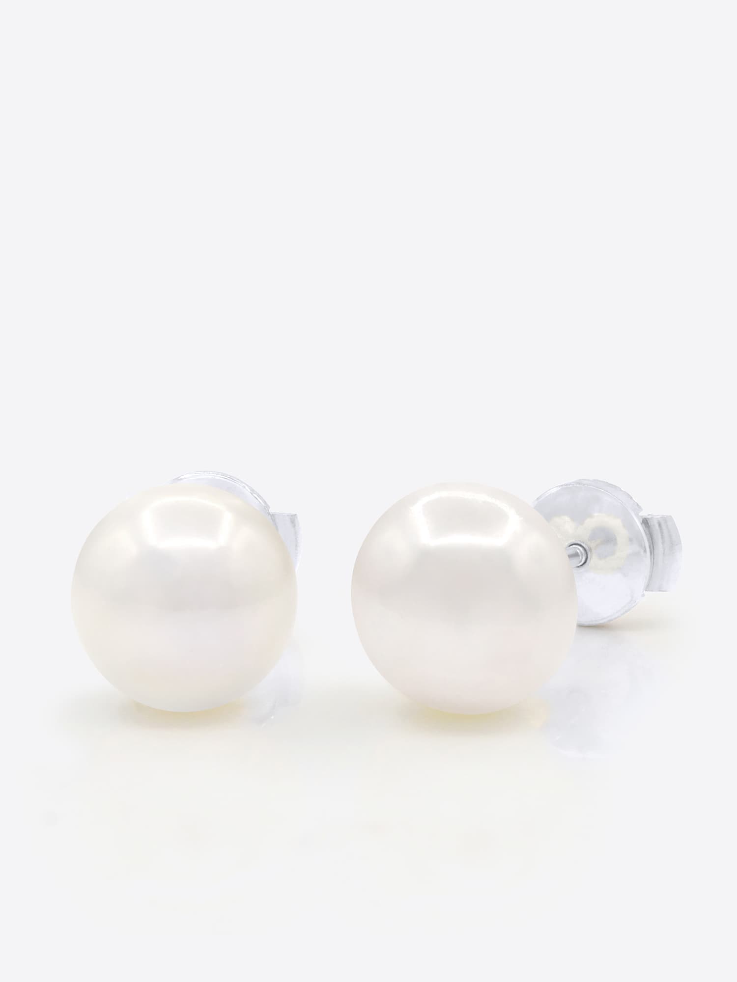 Boucles d'Oreilles Véritables Perles d'Eau Douce Bouton 9-10 mm — Or Blanc 375 Millièmes 1