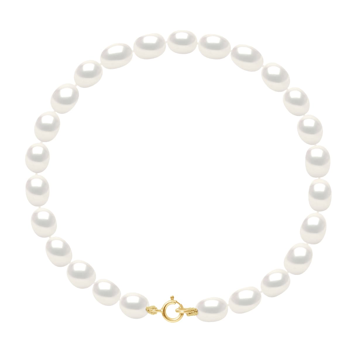 Bracelet Véritables Perles d'Eau Douce Grain de Riz 4-5 mm — Or Jaune 750 Millièmes — 18 cm 1