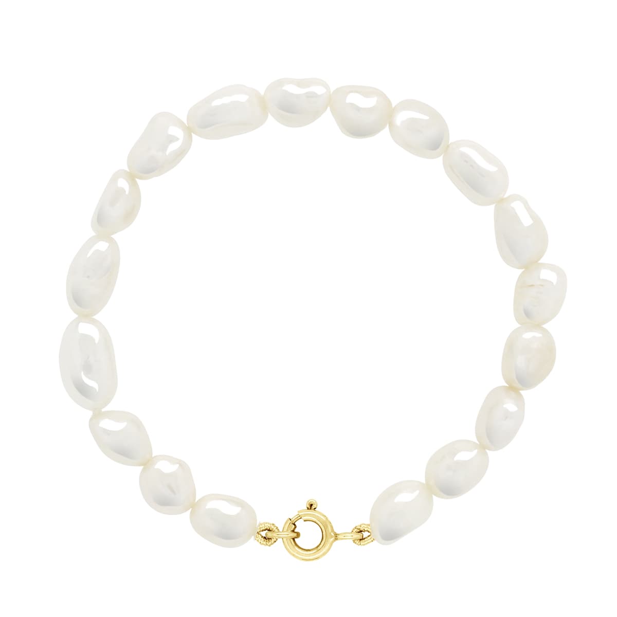 Bracelet Véritables Perles d'Eau Douce Baroques 6-7 mm — Or Jaune 375 Millièmes — 18 cm 1