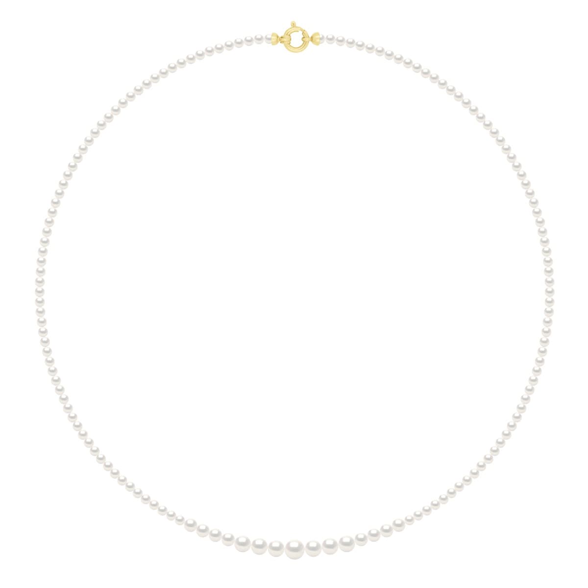 Collier Véritables Perles d'Eau Douce Rondes 3-6 mm — Or Jaune 375 Millièmes — 55 cm 1