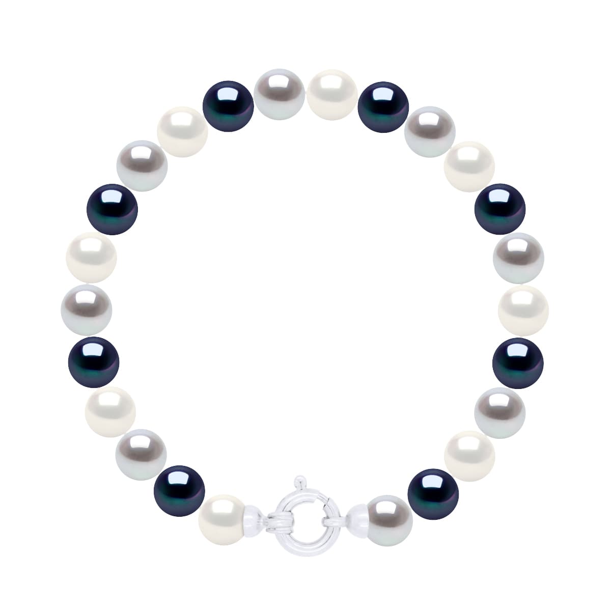 Bracelet Véritables Perles d'Eau Douce Rondes 6-7 mm — Or Blanc 375 Millièmes — 18 cm 1