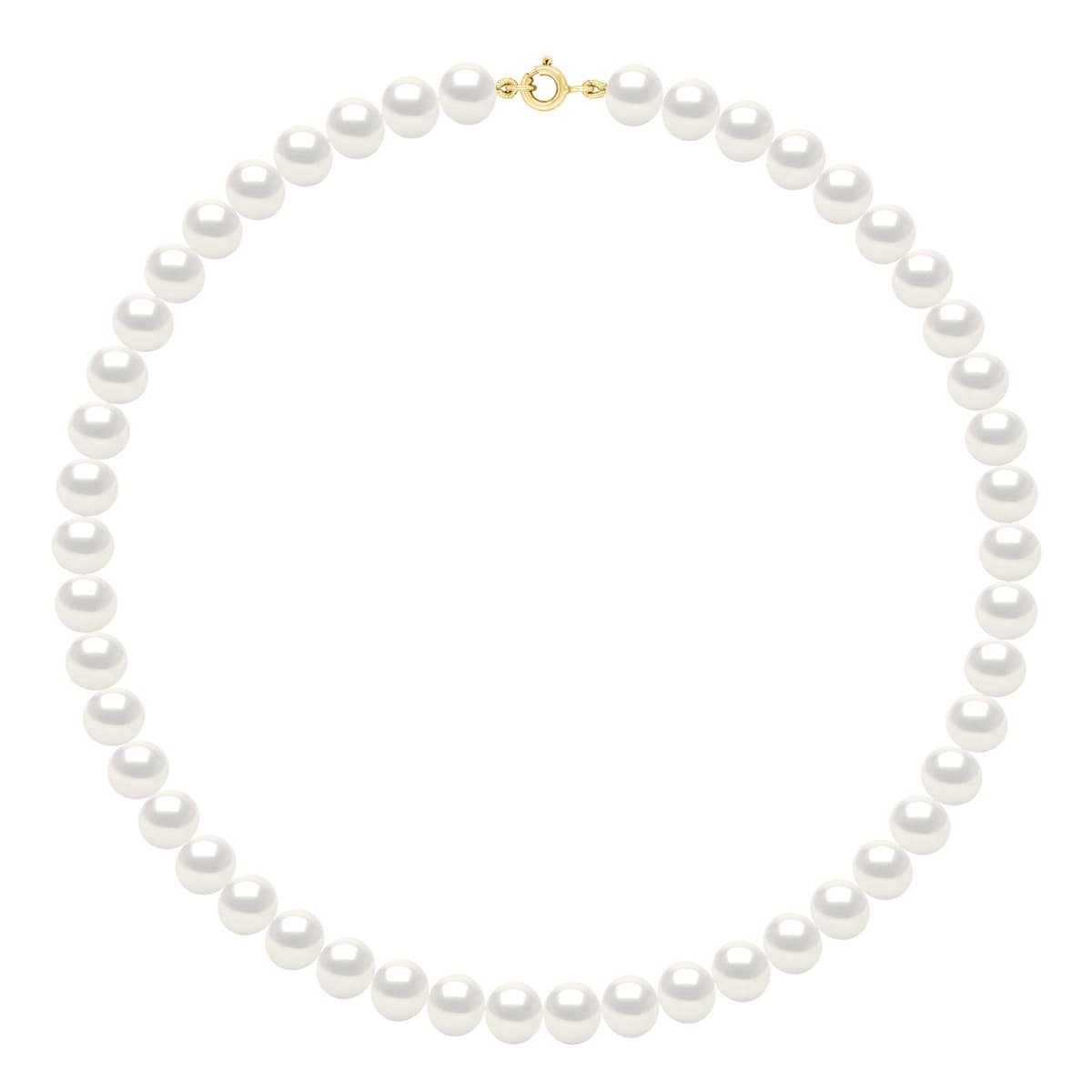 Collier Véritables Perles d'Eau Douce Semi-Rondes 8-9 mm — Or Jaune 375 Millièmes — 42 cm 1