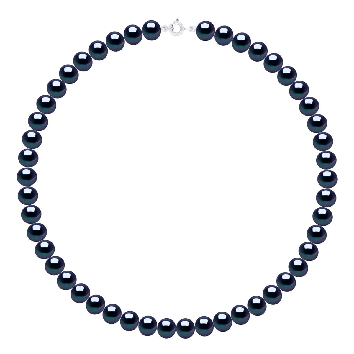 Collier Véritables Perles d'Eau Douce Semi-Rondes 8-9 mm — Or Blanc 375 Millièmes — 42 cm 1
