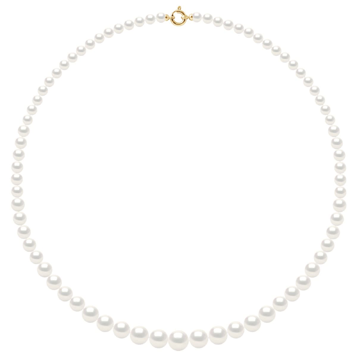 Collier Véritables Perles d'Eau Douce Rondes 6-12 mm — Or Jaune 750 Millièmes — 55 cm 1