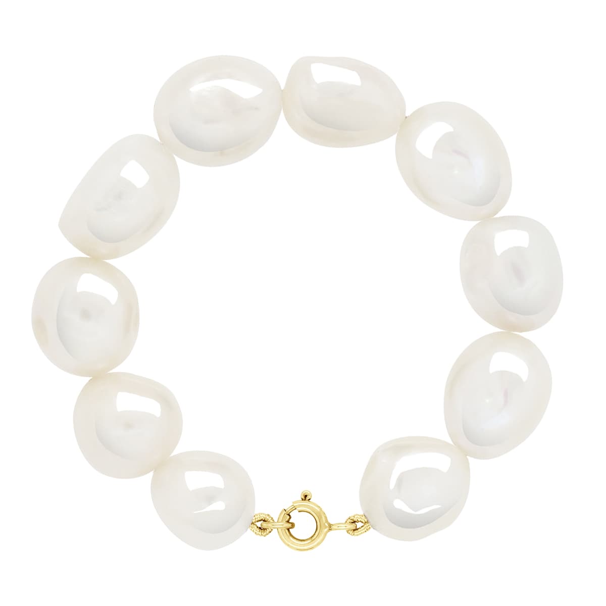 Bracelet Véritables Perles d'Eau Douce Baroques 11-12 mm — Or Jaune 375 Millièmes — 18 cm 1