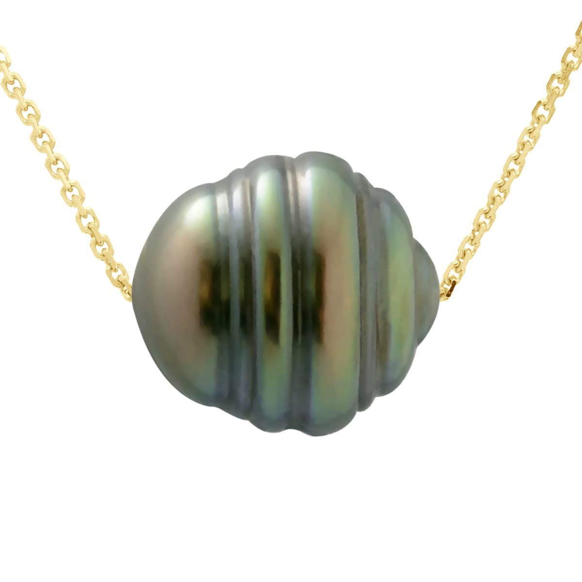 Collier Maille Forçat Véritable Perle de Tahiti Cerclée 10-11 mm — Or Jaune 750 Millièmes — 42 cm 1