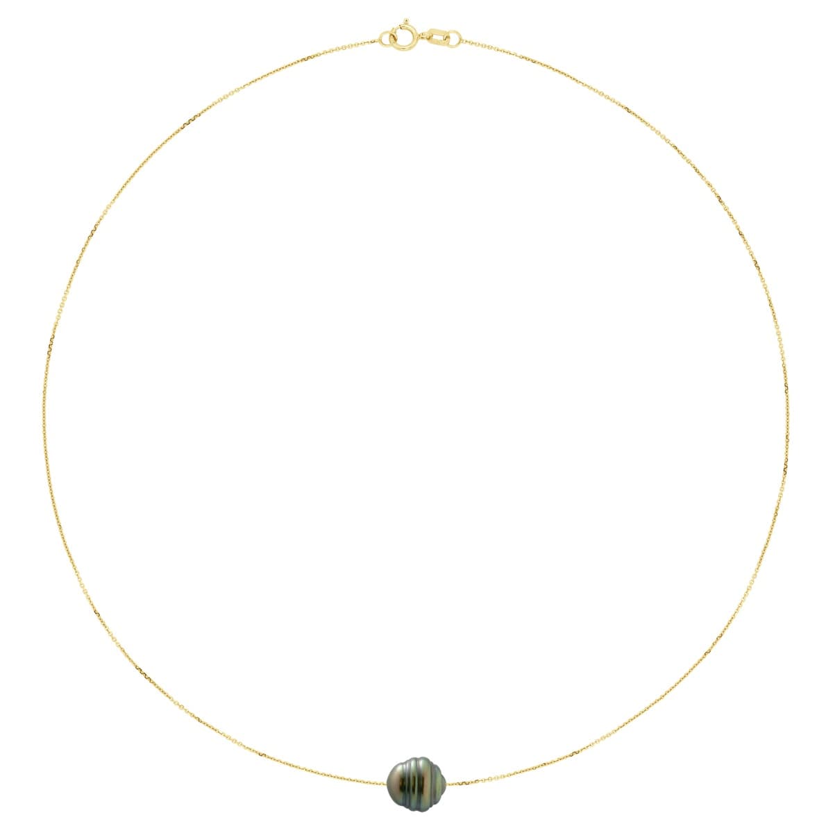Collier Maille Forçat Véritable Perle de Tahiti Cerclée 10-11 mm — Or Jaune 750 Millièmes — 42 cm 3