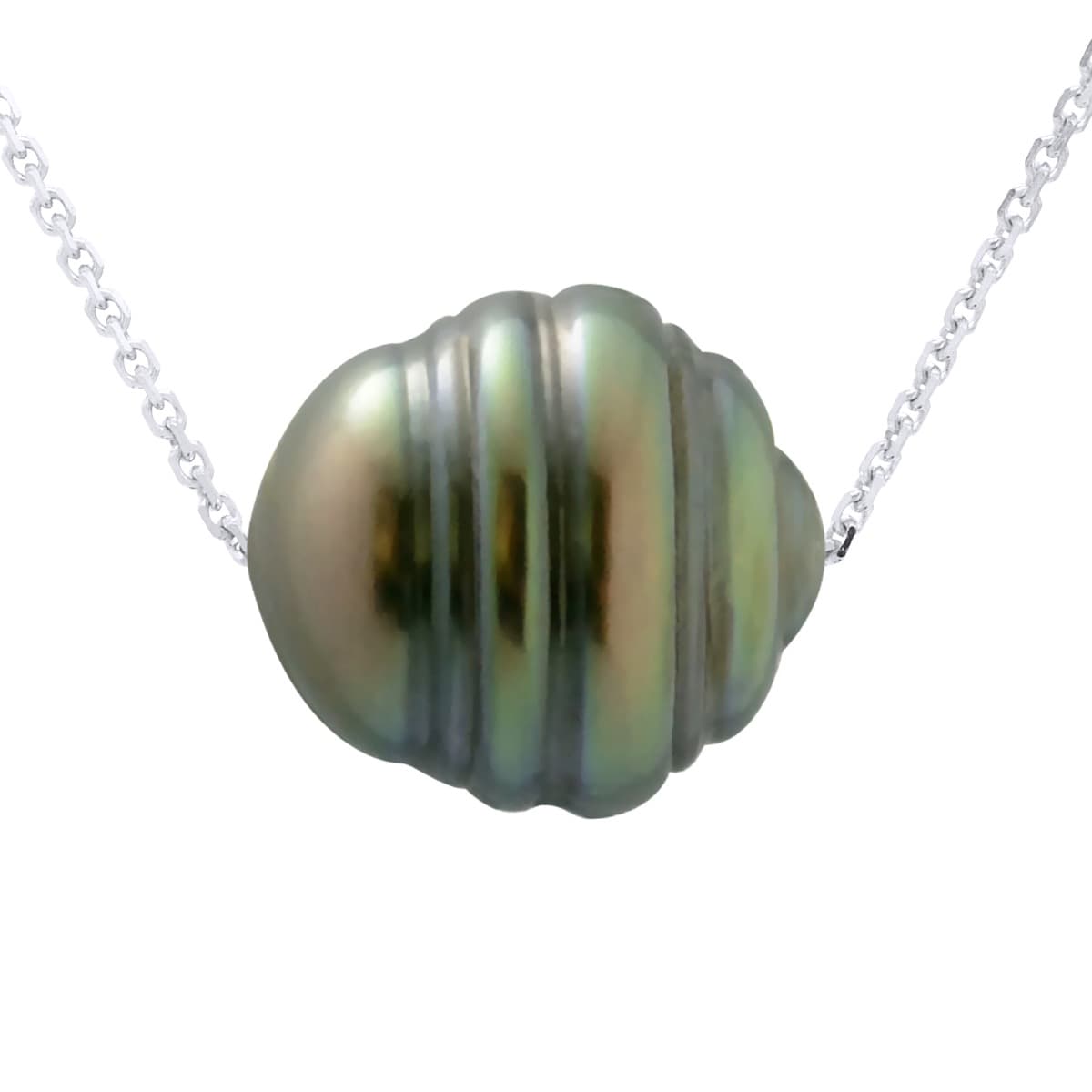 Collier Maille Forçat Véritable Perle de Tahiti Cerclée 10-11 mm — Or Blanc 750 Millièmes — 42 cm 1