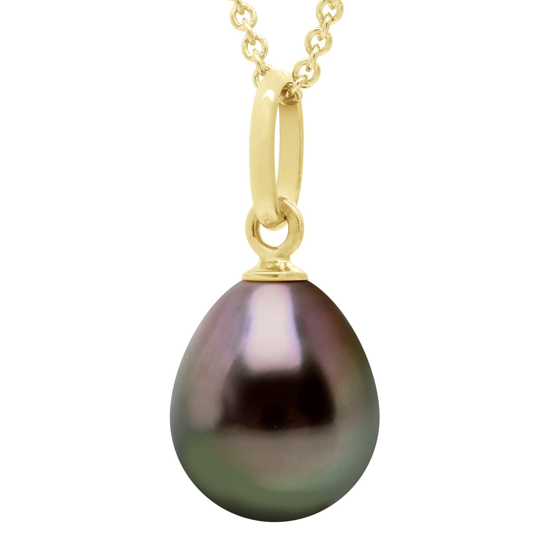 Pendentif Véritable Perle de Tahiti Poire 8-9 mm — Or Jaune 750 Millièmes 1