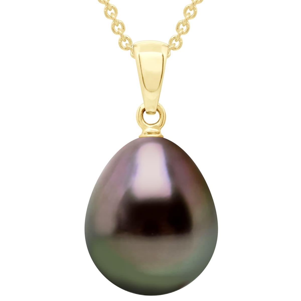 Pendentif Bélière Articulée Véritable Perle de Tahiti Poire 11-12 mm — Or Jaune 375 Millièmes 1
