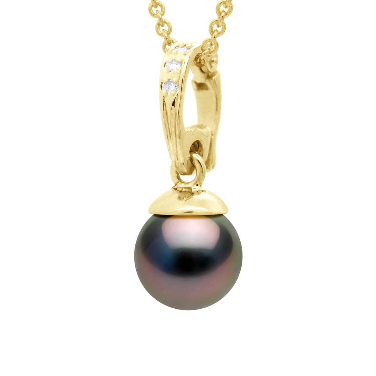 Pendentif Bélière Articulée Véritable Perle de Tahiti Ronde 10-11 mm — Or Jaune 375 Millièmes 1
