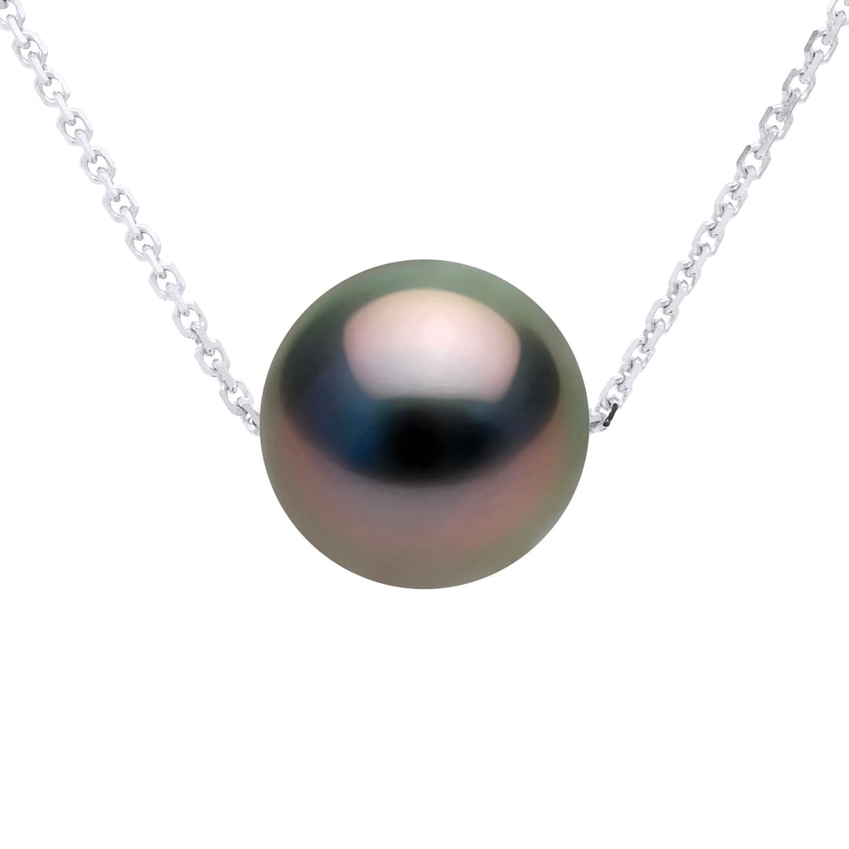 Collier Véritable Perle de Tahiti Ronde 8-9 mm — Or Blanc 375 Millièmes — 42 cm 1