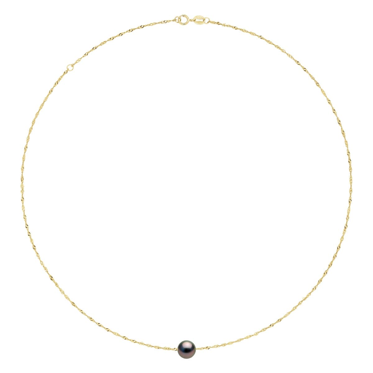 Collier Maille Singapour Véritable Perle de Tahiti Ronde 9-10 mm — Or Jaune 750 Millièmes — 42 cm 3