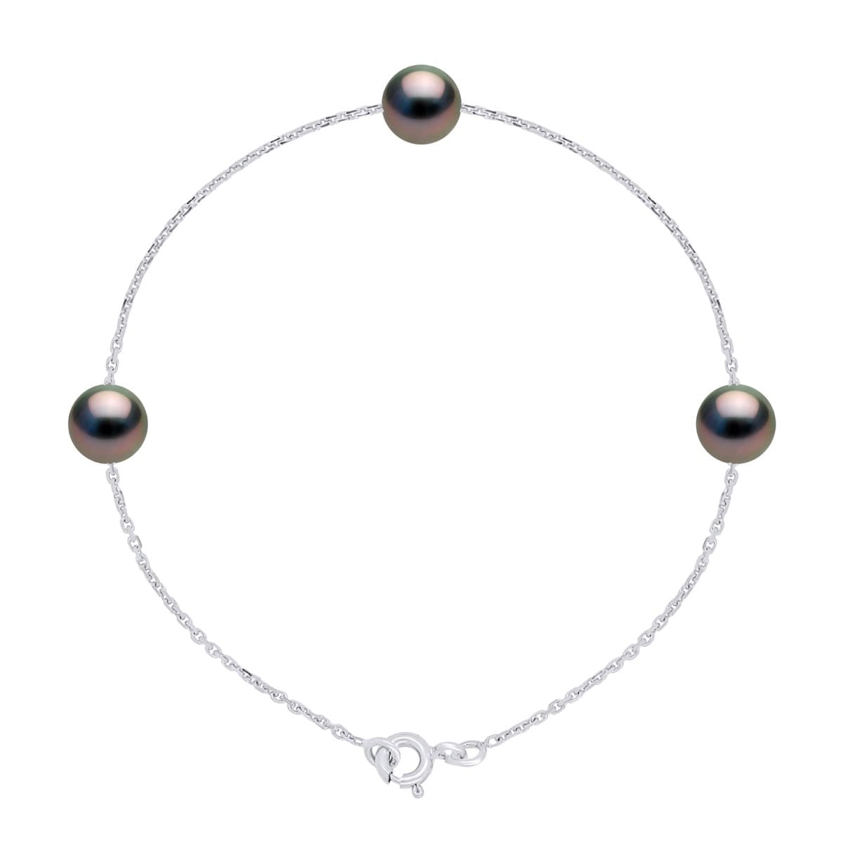 Bracelet Véritables Perles de Tahiti Rondes 7-8 mm — Or Blanc 375 Millièmes — 18 cm 1