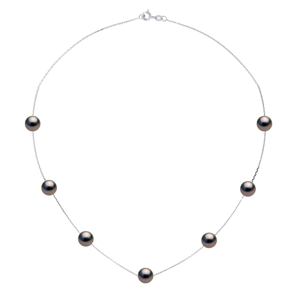 Collier Véritable Perle de Tahiti Ronde 7-8 mm — Or Blanc 375 Millièmes — 42 cm 1