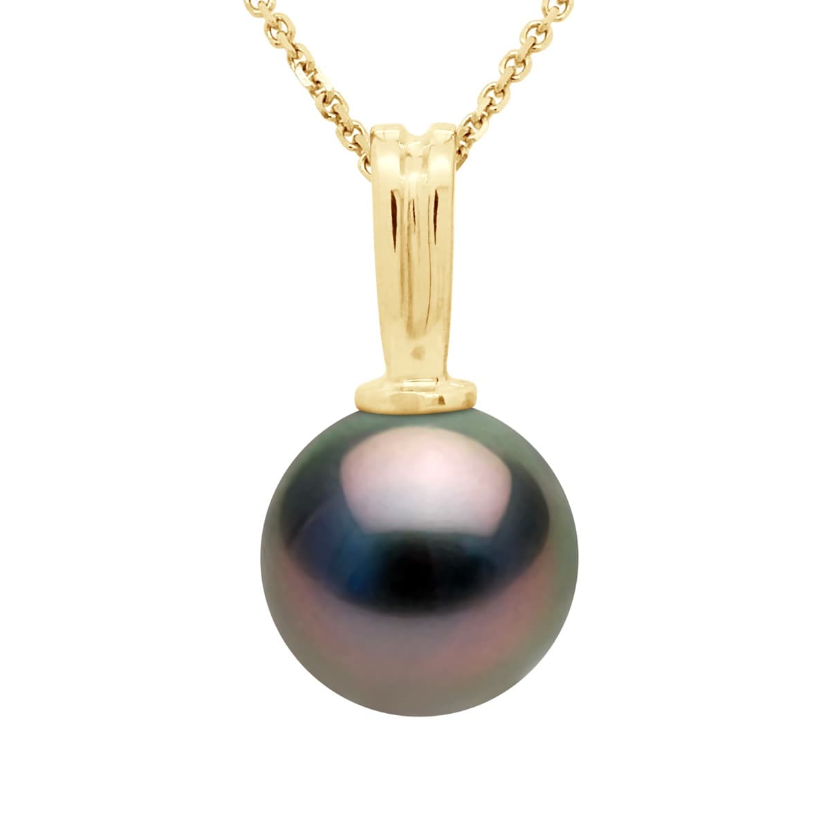 Pendentif Bélière Articulée Véritable Perle de Tahiti Ronde 10-11 mm — Or Jaune 375 Millièmes 1