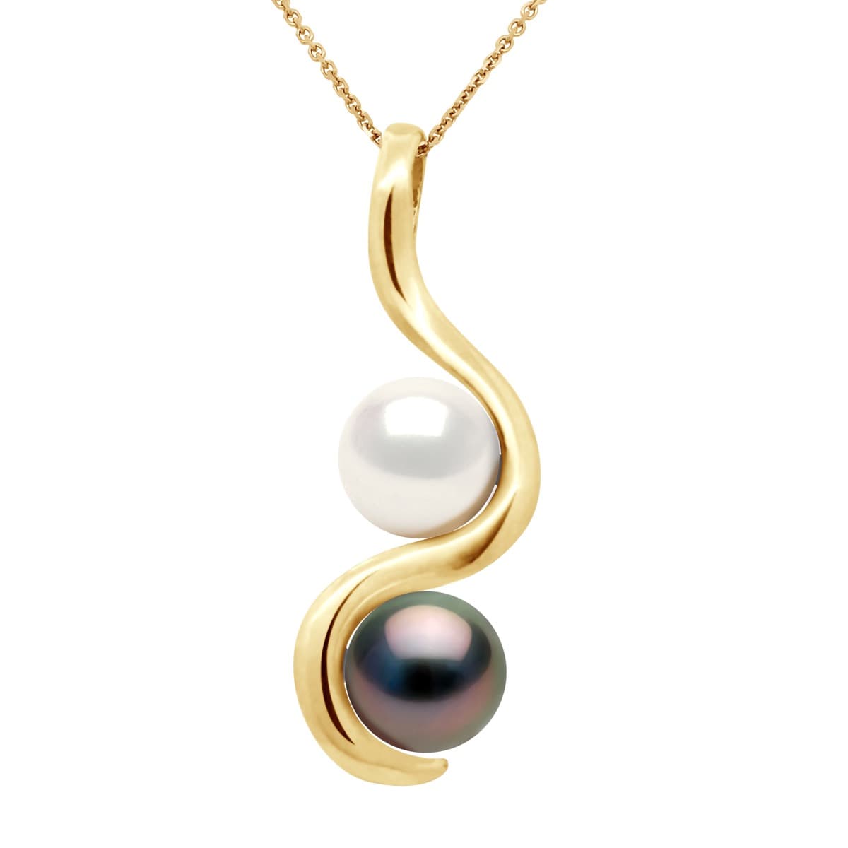 Pendentif Véritables Perles de Tahiti Rondes 8-9 mm — Or Jaune 375 Millièmes 1