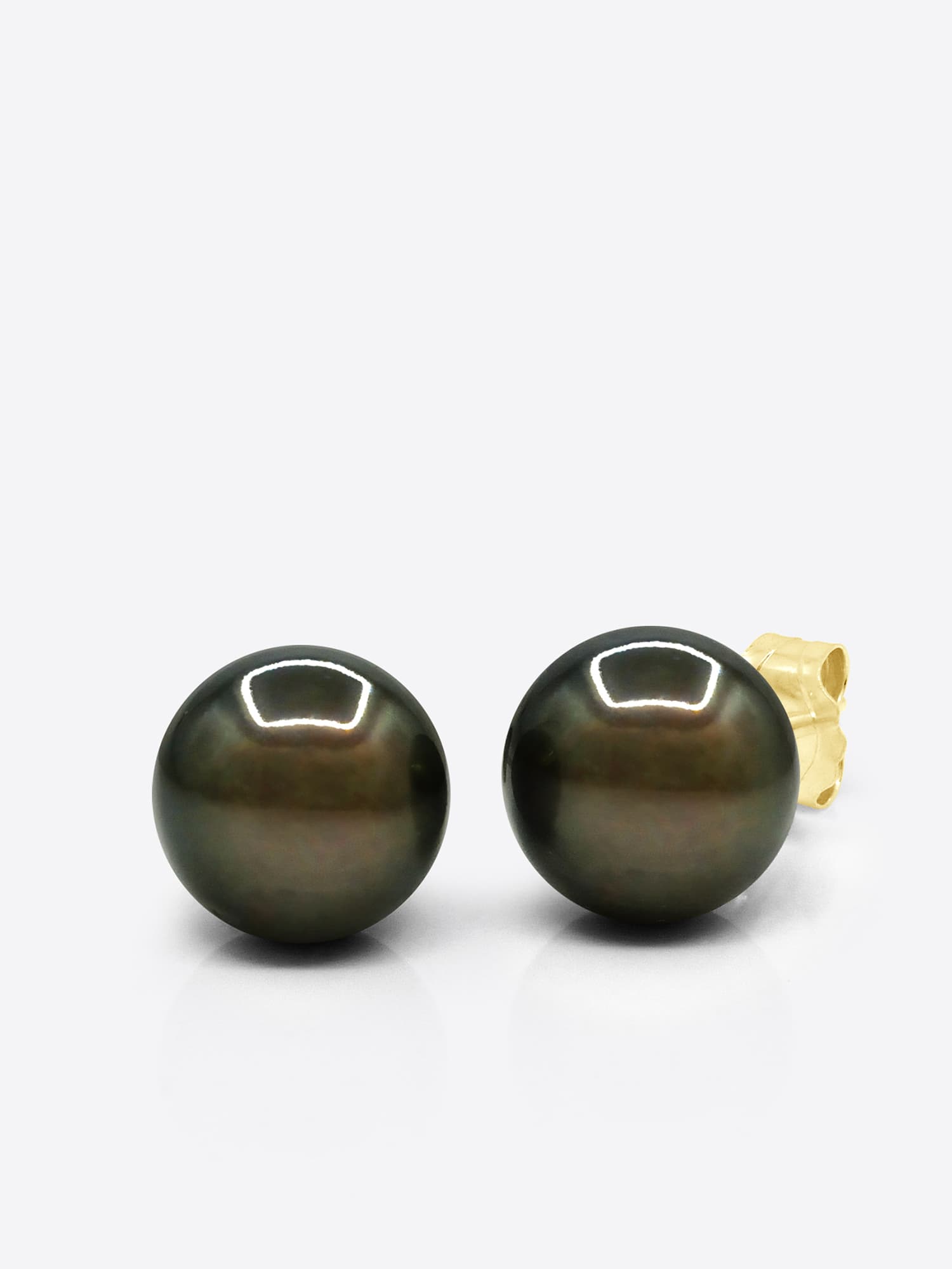 Boucles d'Oreilles Véritables Perles de Tahiti Semi-Rondes 7.5-8 mm — Or Jaune 375 Millièmes 1