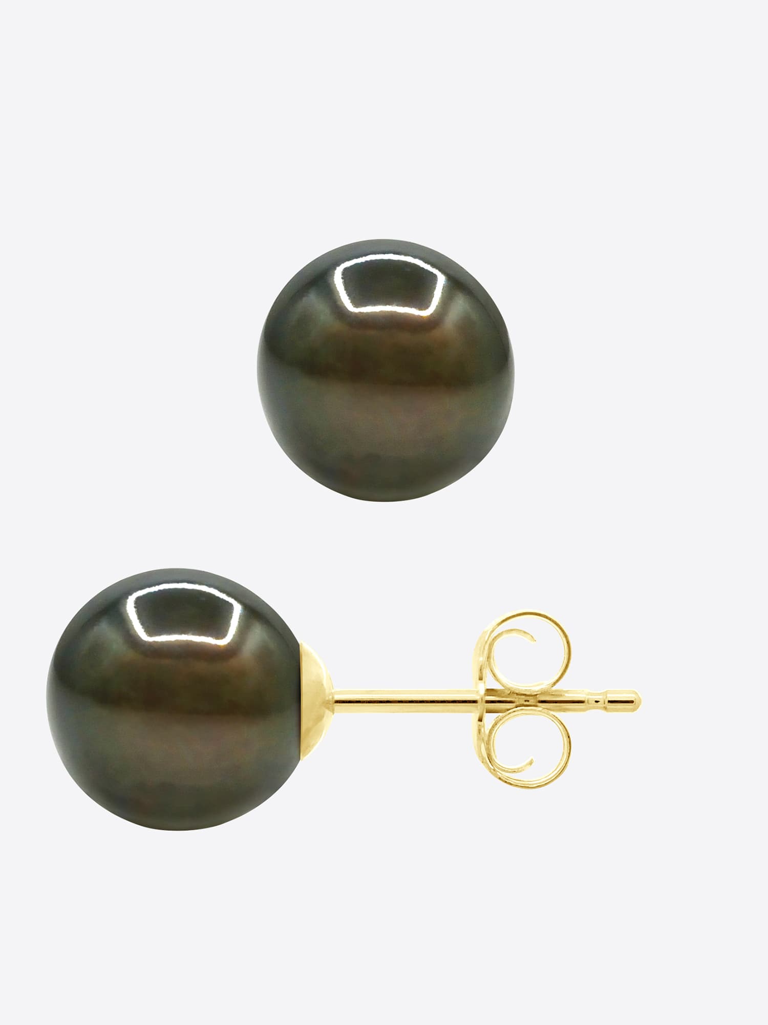 Boucles d'Oreilles Véritables Perles de Tahiti Semi-Rondes 7.5-8 mm — Or Jaune 375 Millièmes 5
