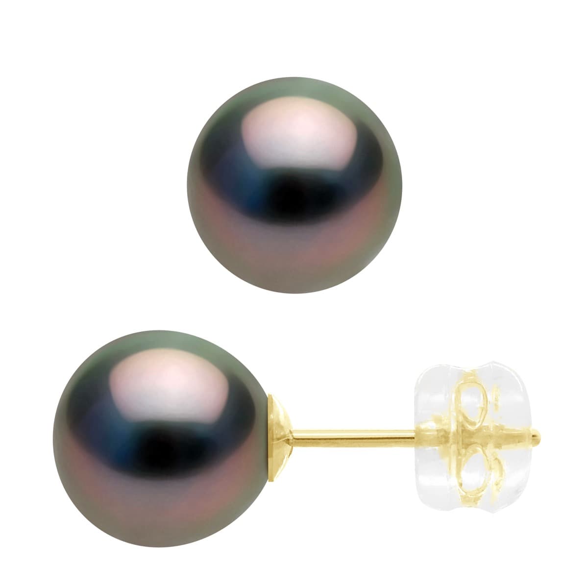 Boucles d'Oreilles Véritables Perles de Tahiti Rondes 8-9 mm — Or Jaune 375 Millièmes 3