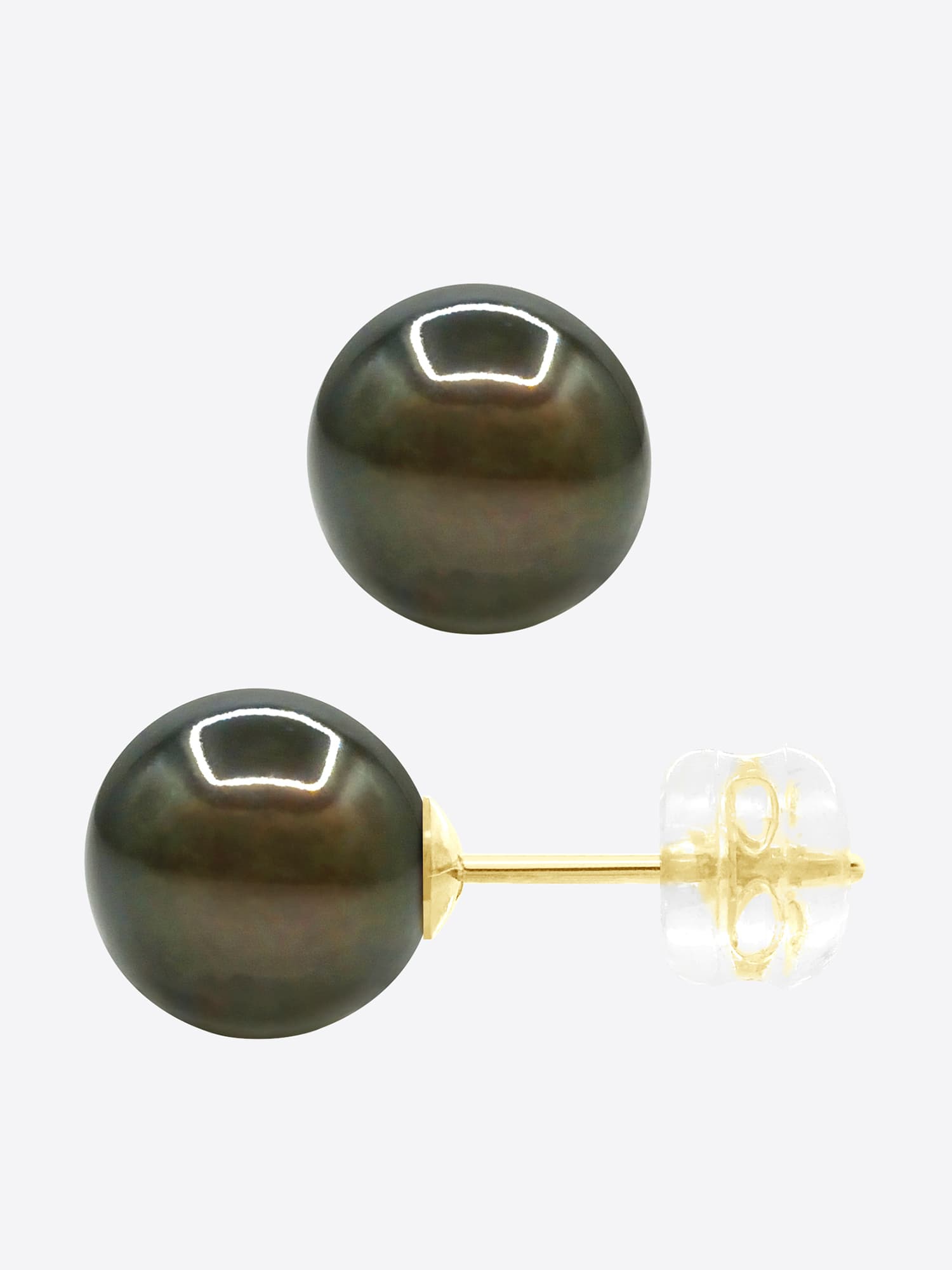 Boucles d'Oreilles Véritables Perles de Tahiti Rondes 8-9 mm — Or Jaune 375 Millièmes 5