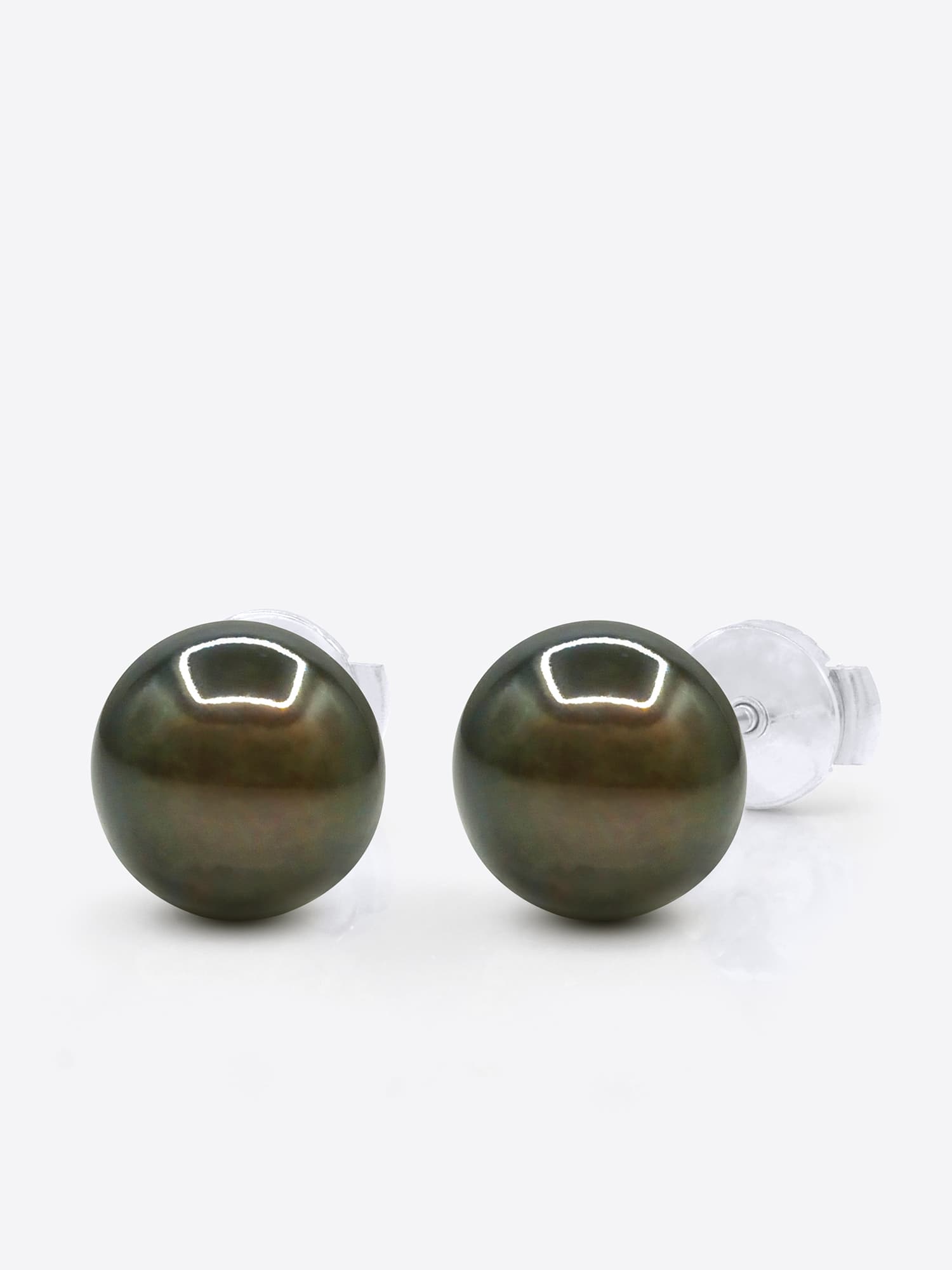 Boucles d'Oreilles Véritables Perles de Tahiti Rondes 9-10 mm — Or Blanc 375 Millièmes 1