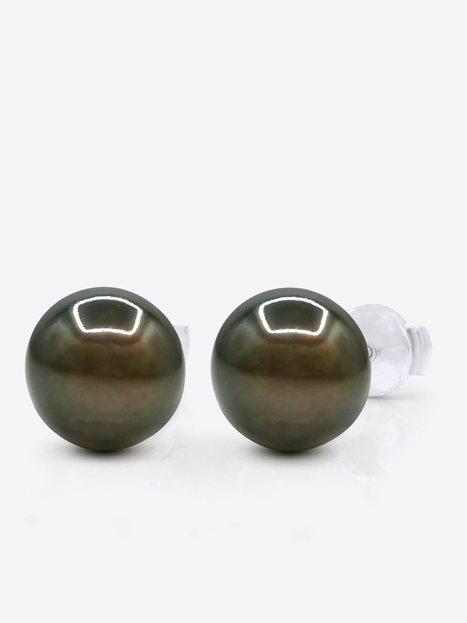 Boucles d'Oreilles Véritables Perles de Tahiti Rondes 10-11 mm — Or Blanc 375 Millièmes 1