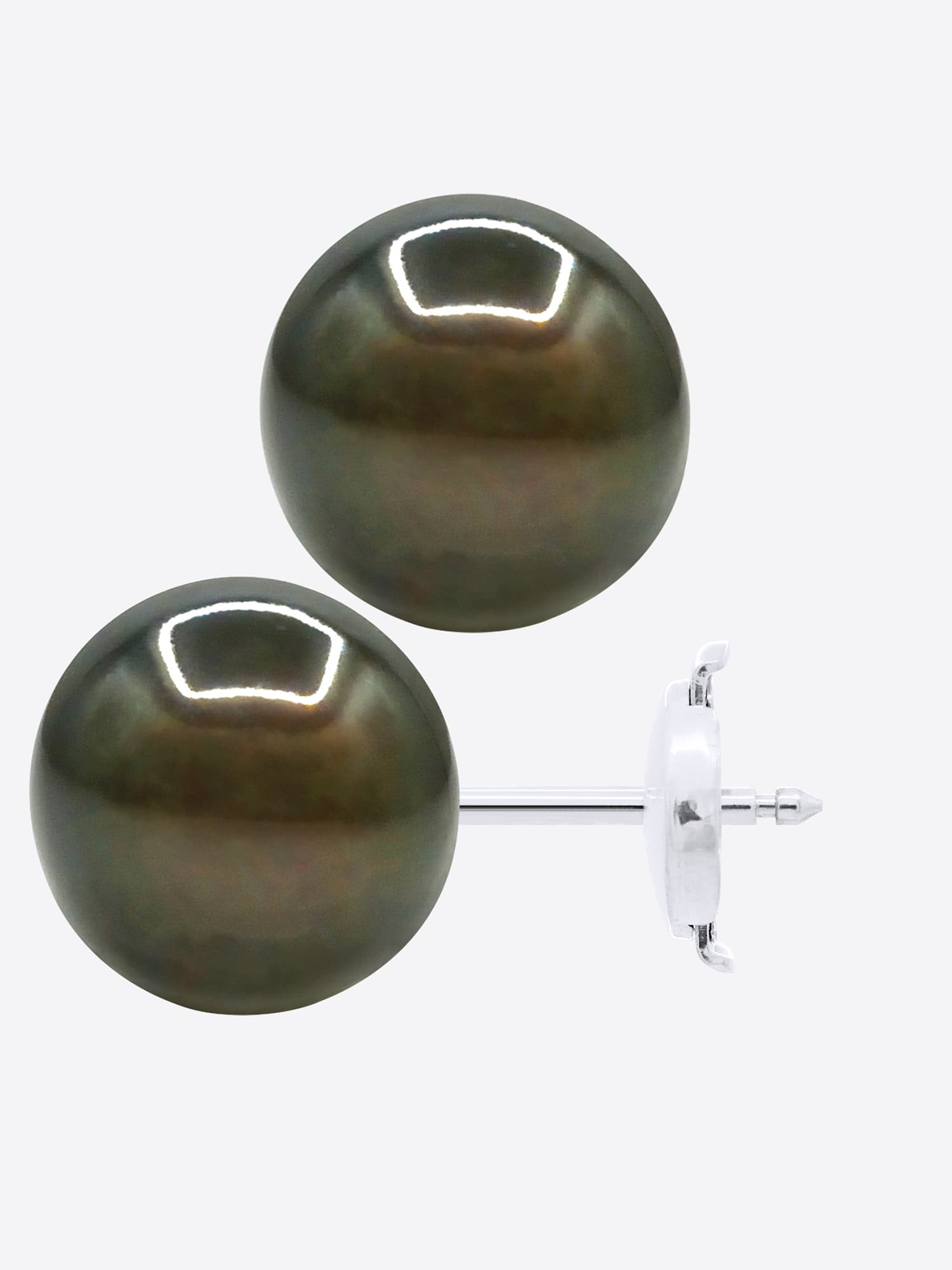 Boucles d'Oreilles Véritables Perles de Tahiti Rondes 10-11 mm — Or Blanc 375 Millièmes 5