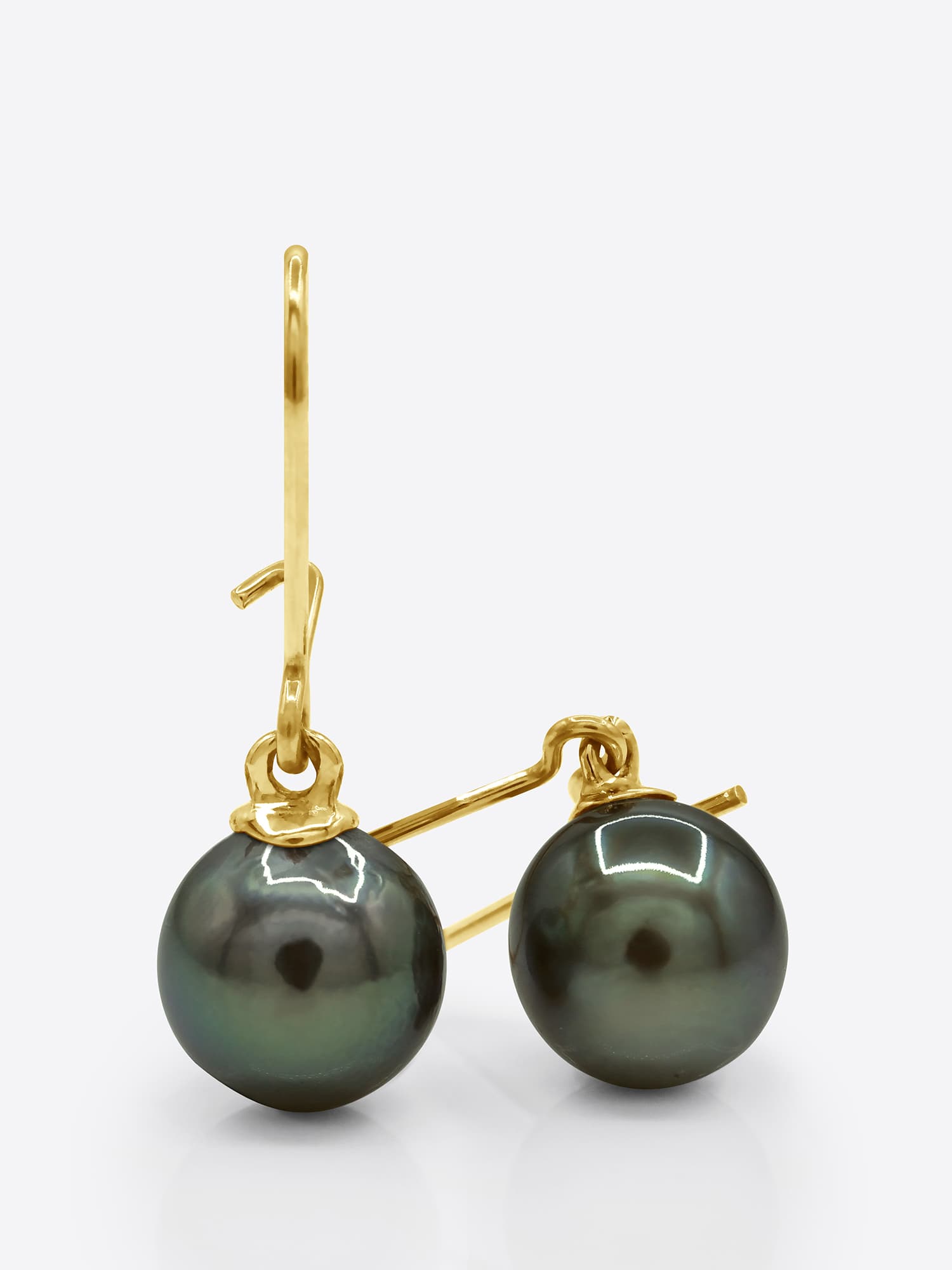 Boucles d'Oreilles Véritables Perles de Tahiti Poires 9-10 mm — Or Jaune 375 Millièmes 1