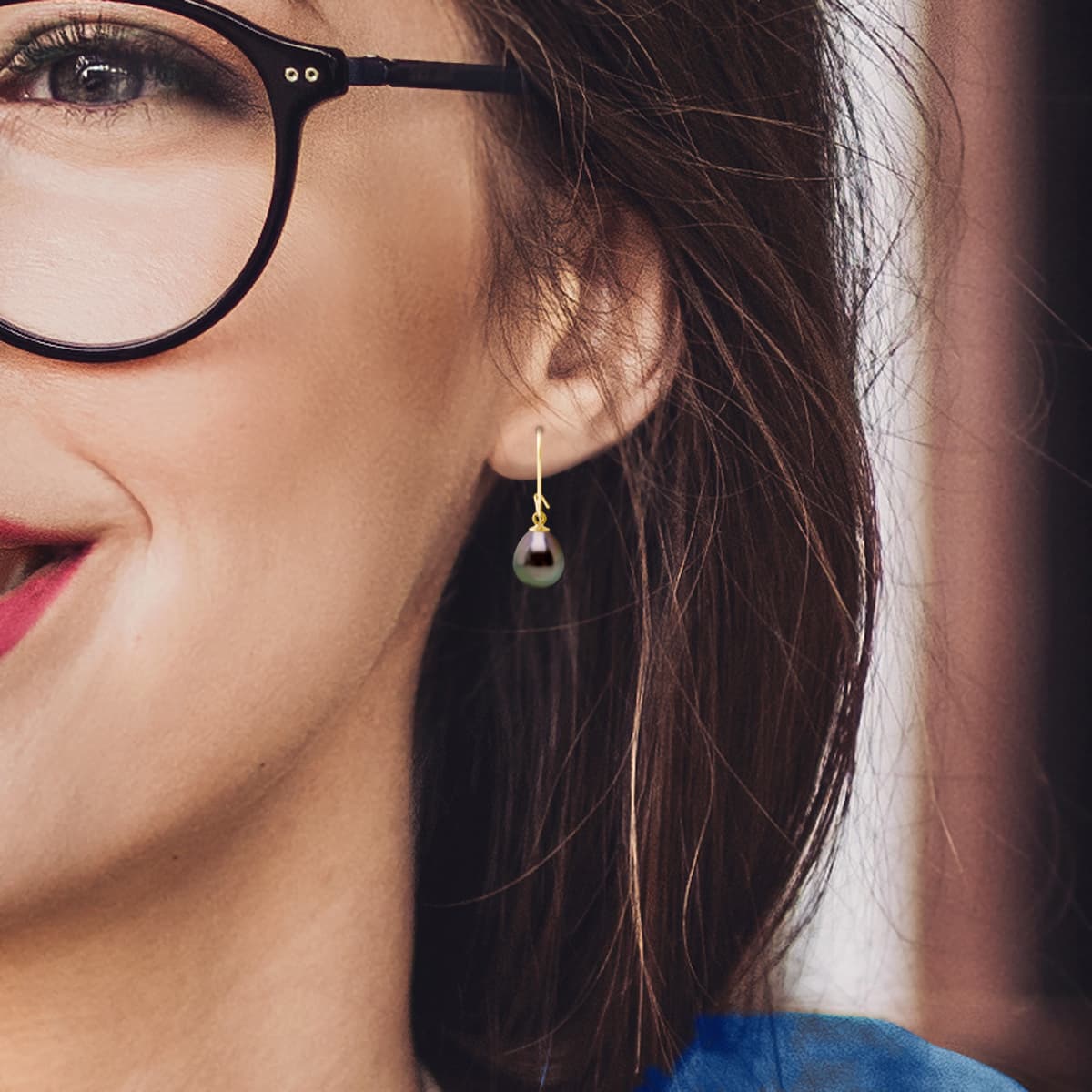 Boucles d'Oreilles Véritables Perles de Tahiti Poires 9-10 mm — Or Jaune 375 Millièmes 5
