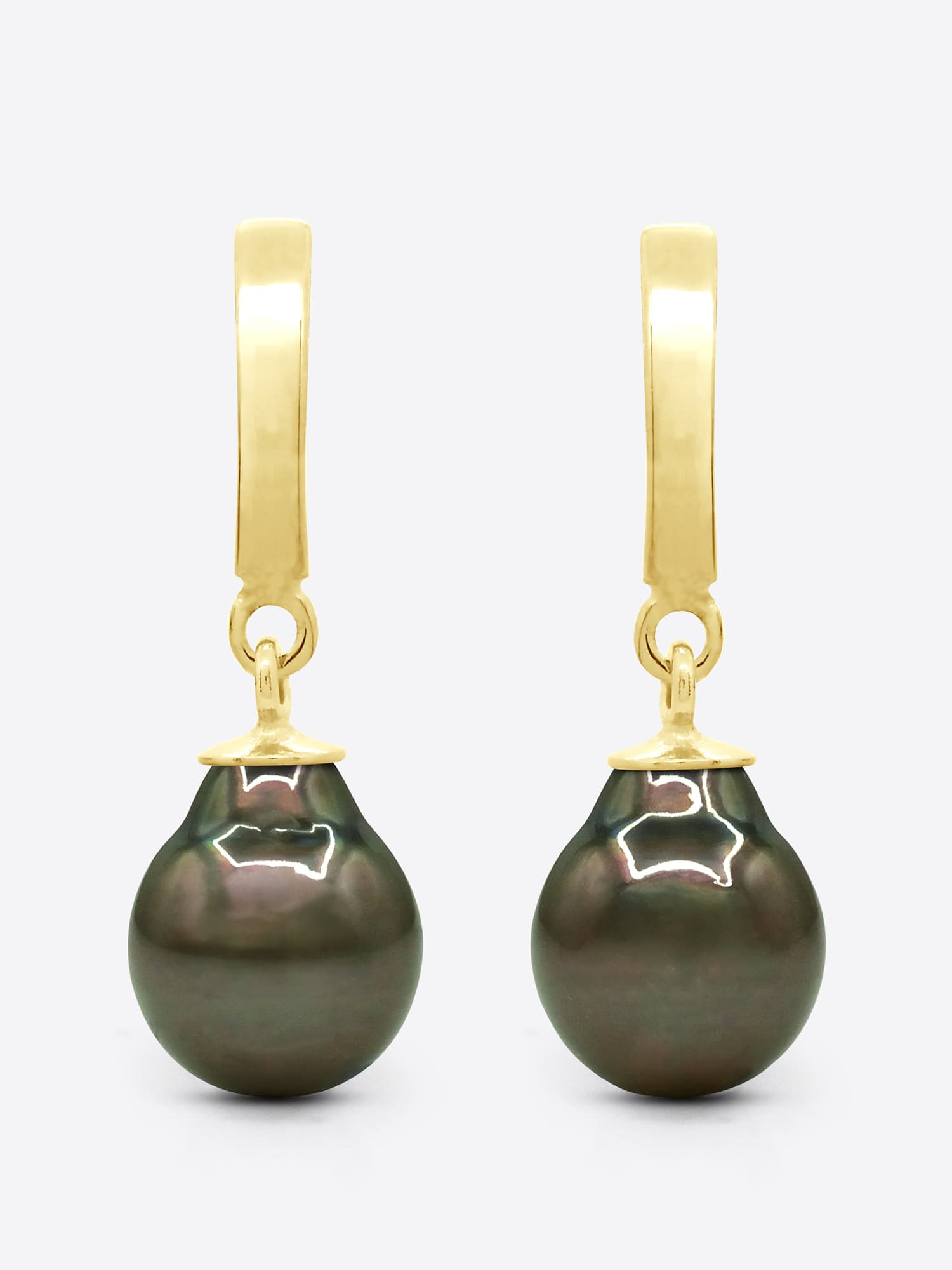 Boucles d'Oreilles Véritables Perles de Tahiti 8-9 mm — Or Jaune 375 Millièmes 1