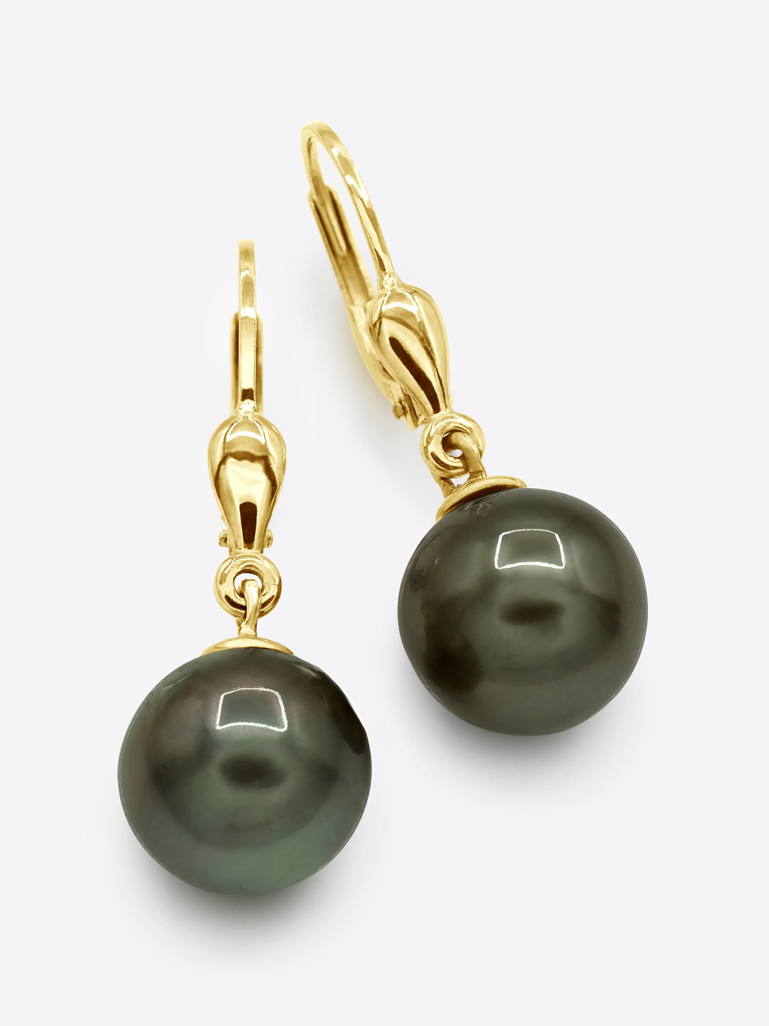 Boucles d'Oreilles Véritables Perles de Tahiti Poires 9-10 mm — Or Jaune 375 Millièmes 1