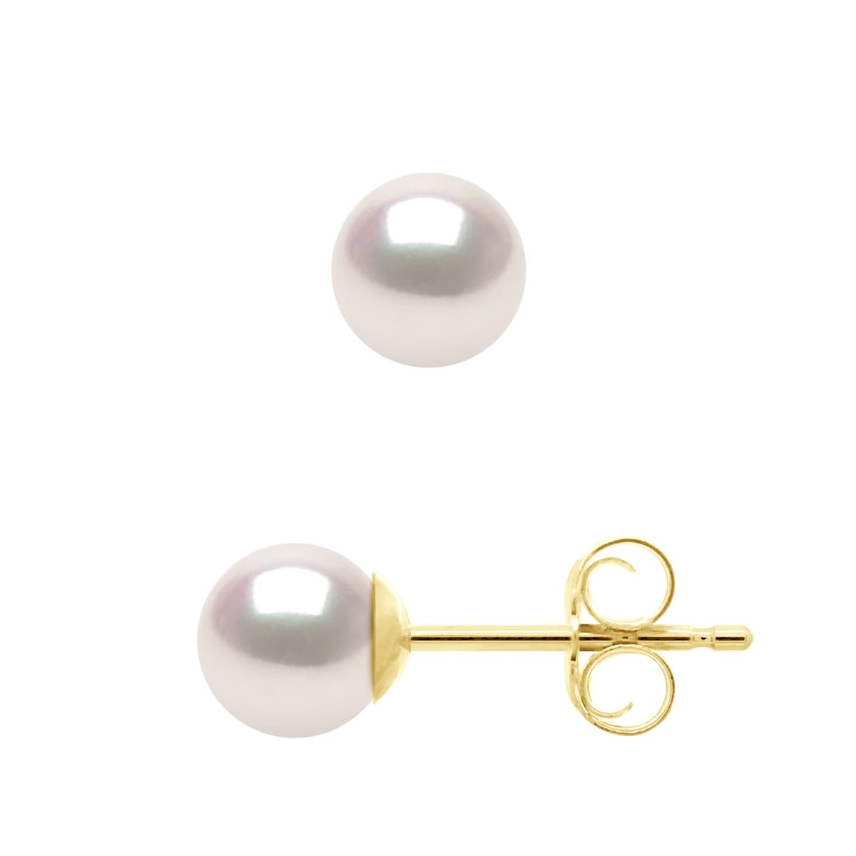 Boucles d'Oreilles Véritables Perles Akoya Rondes 5-6 mm — Or Jaune 750 Millièmes 3