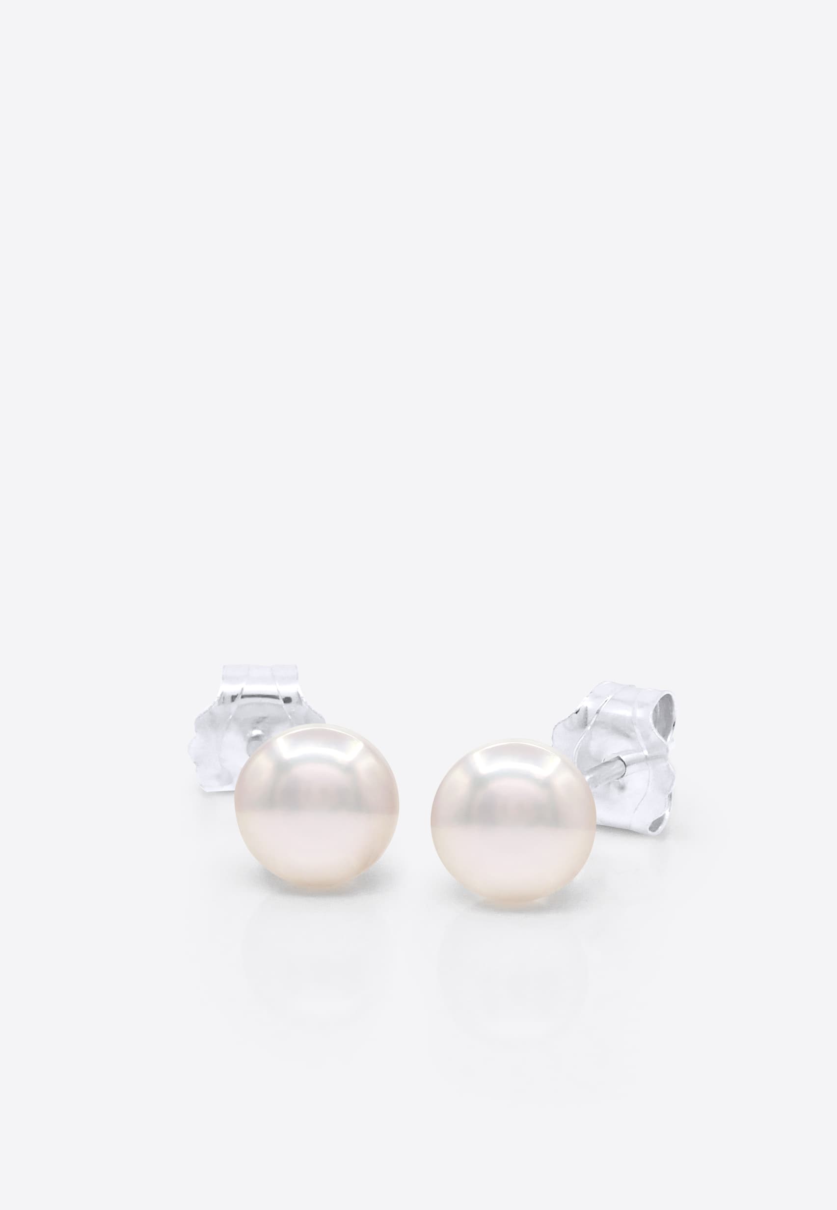Boucles d'Oreilles Véritables Perles Akoya Rondes 5-6 mm — Or Blanc 750 Millièmes 1